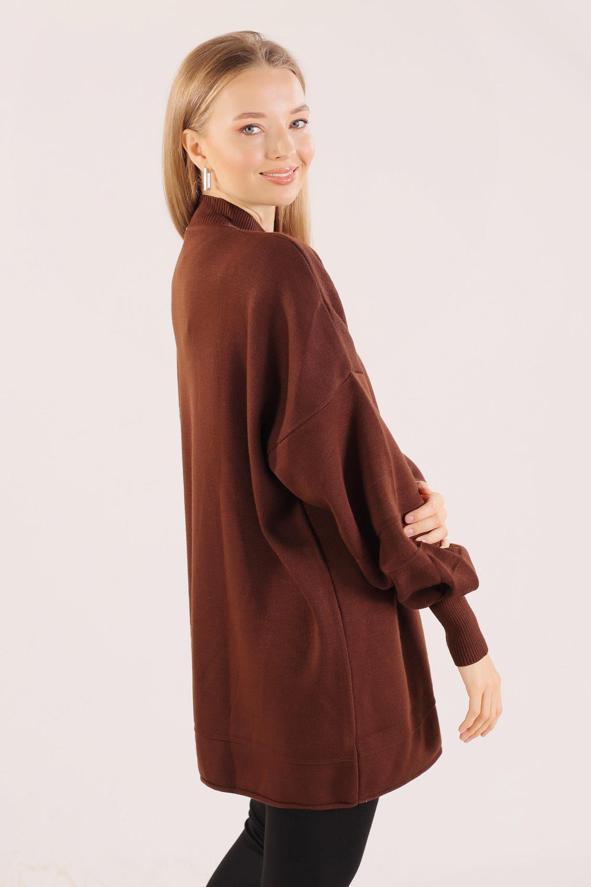 2394 Dikiş Detay Kazak Acı Kahve - 5