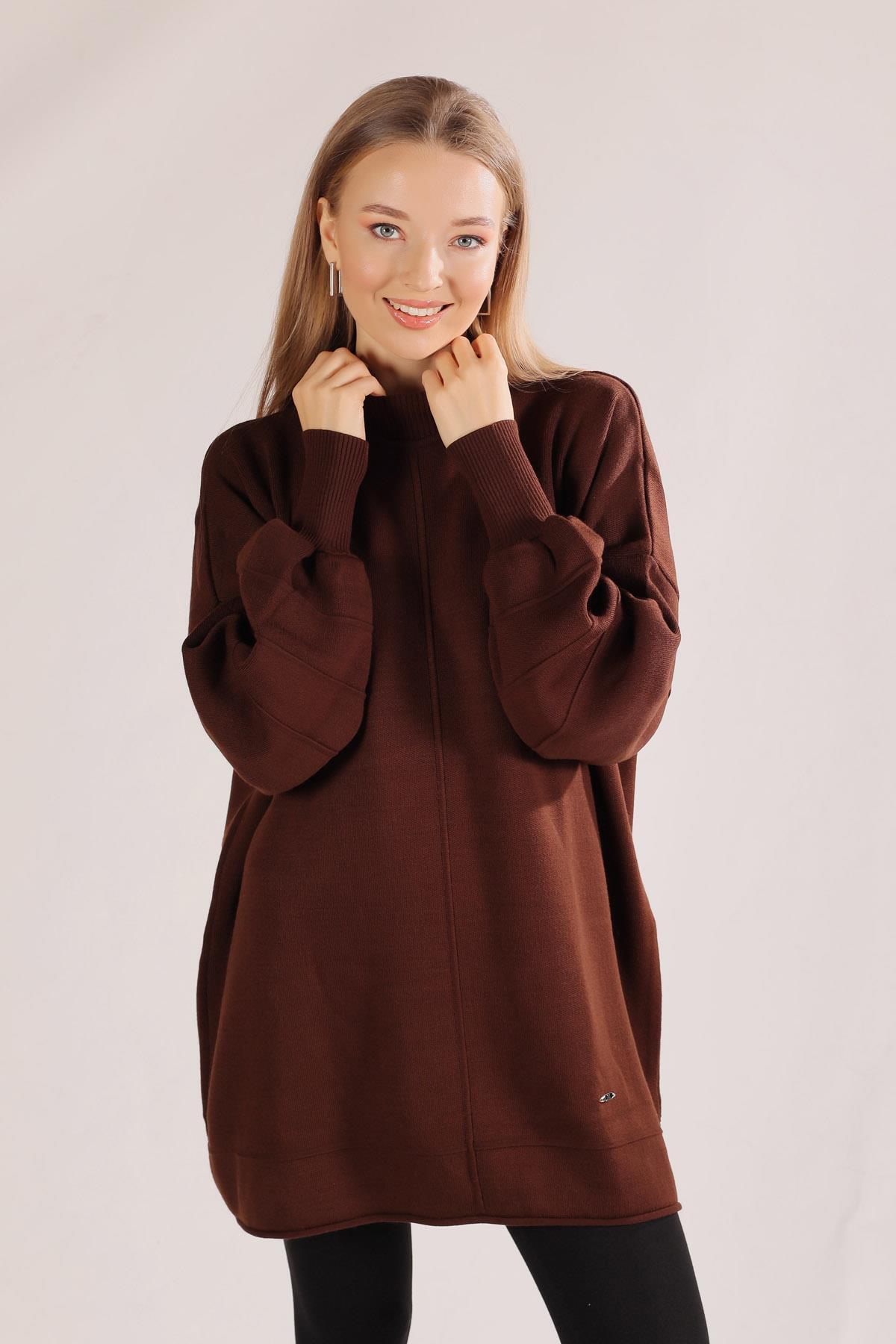 Acı Kahve Dikiş Detay Kazak 2394 - 1