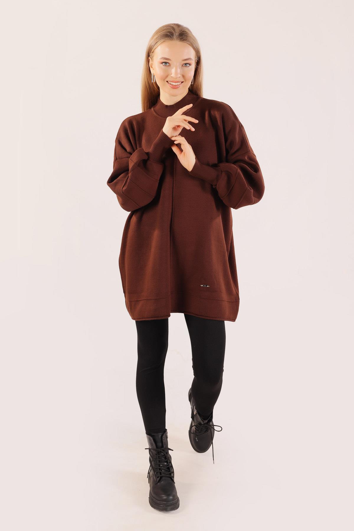 Acı Kahve Dikiş Detay Kazak 2394 - 6