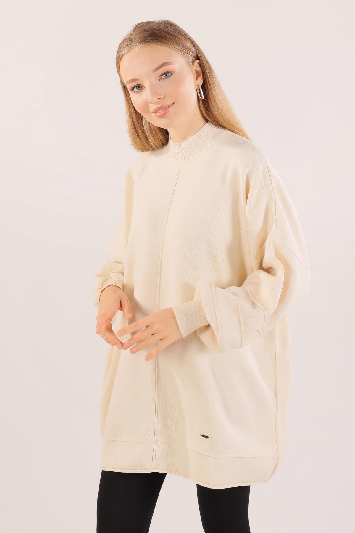 2394 Dikiş Detay Kazak Ekru - 1