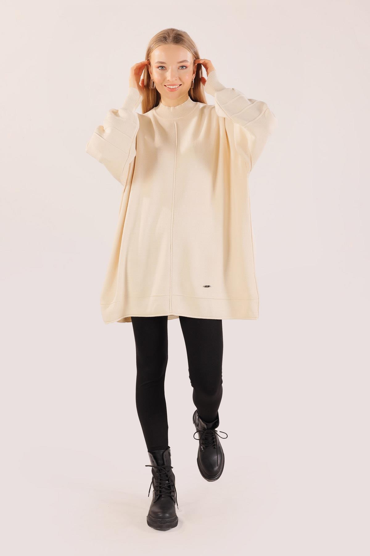 2394 Dikiş Detay Kazak Ekru - 8