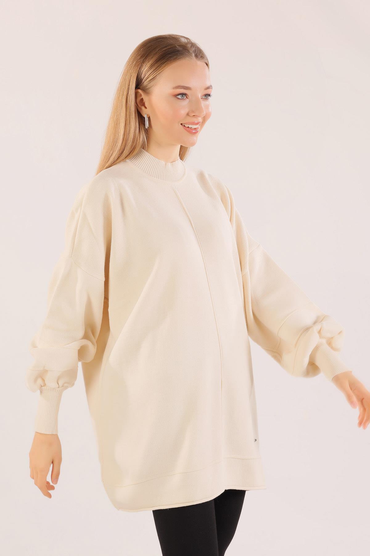 Ekru Dikiş Detay Kazak 2394 - 3