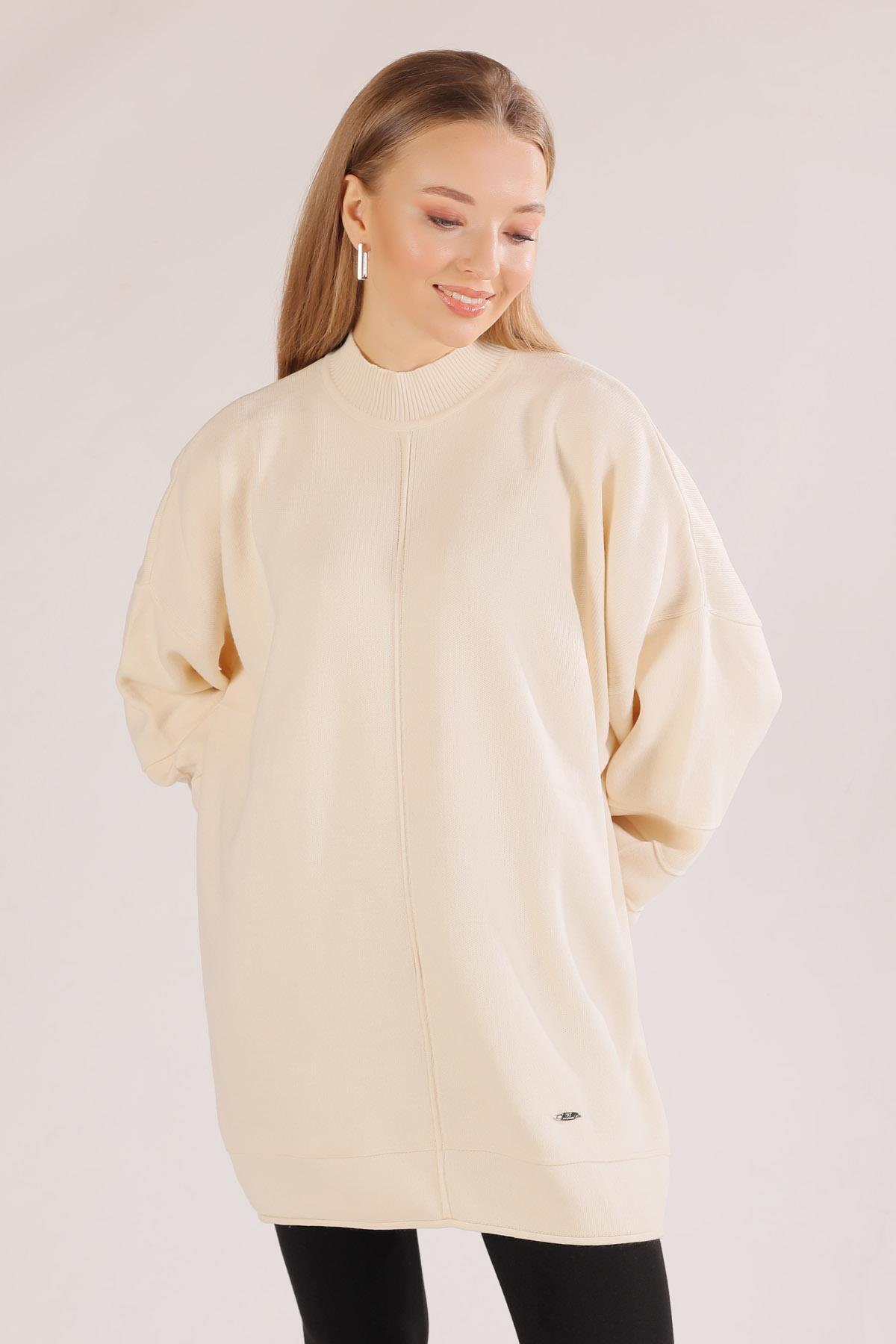 Ekru Dikiş Detay Kazak 2394 - 4