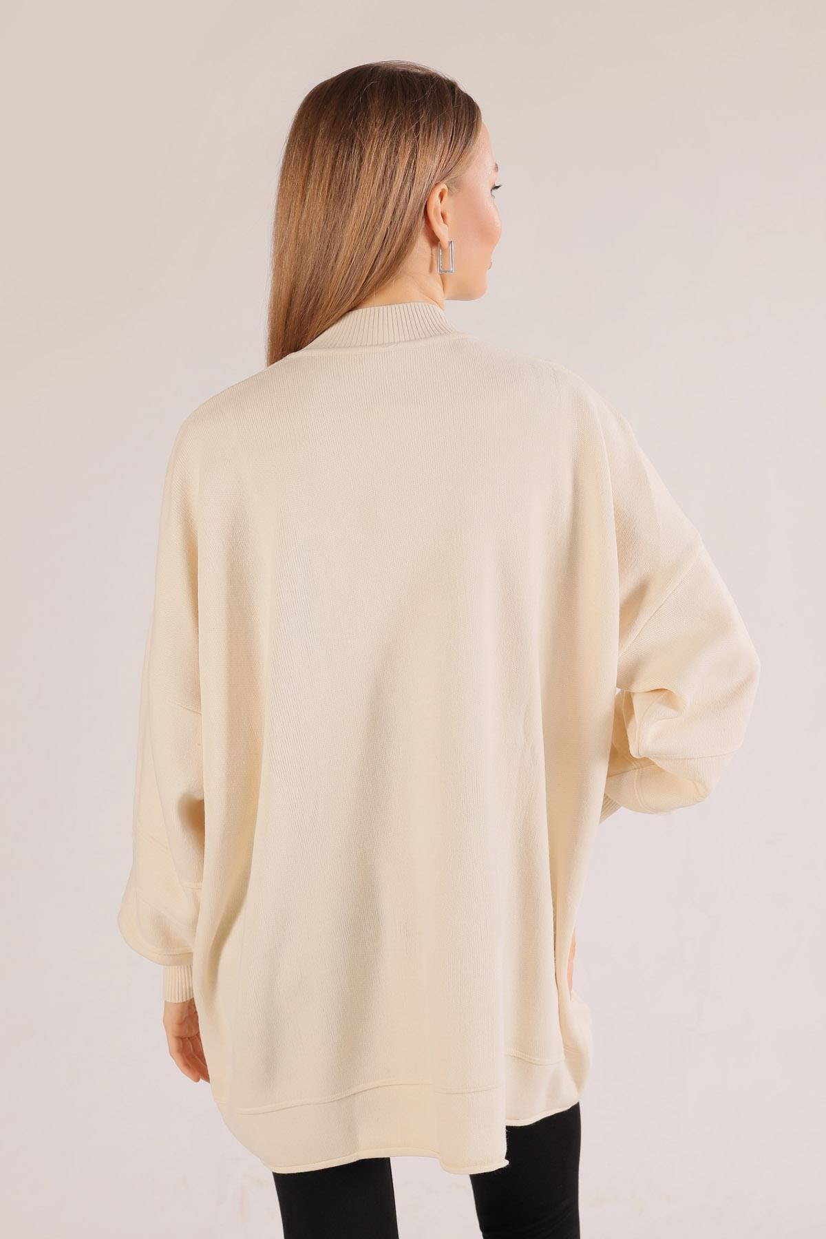 Ekru Dikiş Detay Kazak 2394 - 6