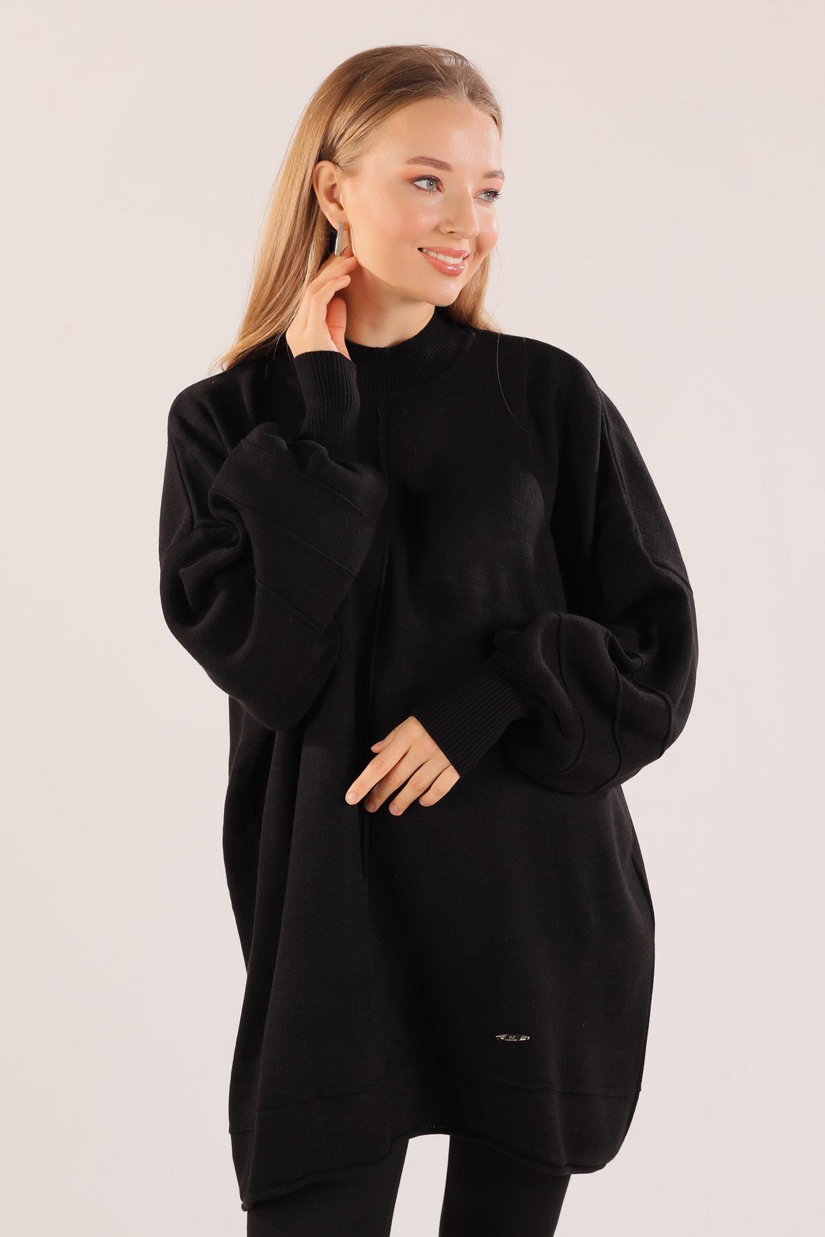 Siyah Dikiş Detay Kazak 2394 - 2