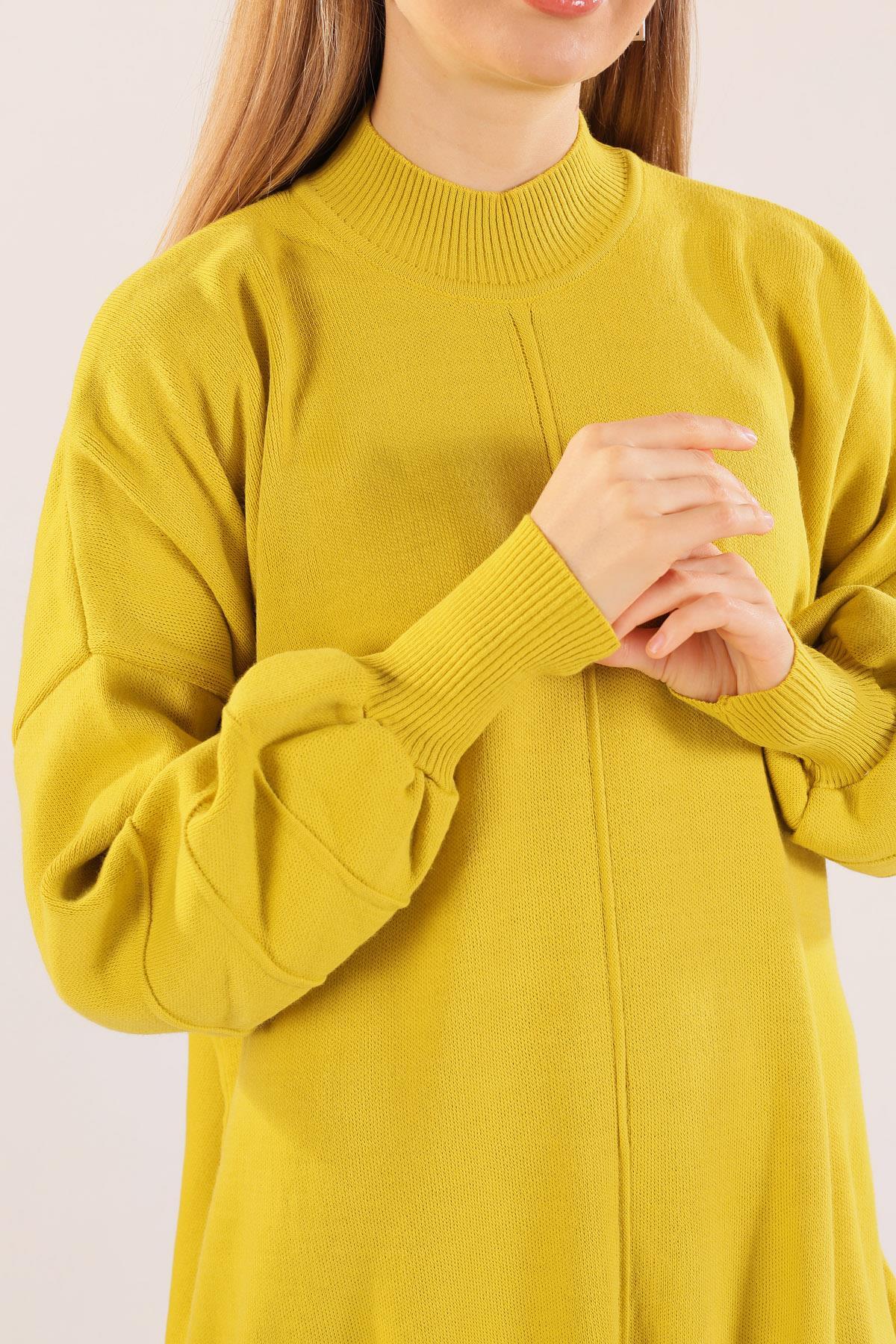 2394 Dikiş Detay Kazak Yağ Yeşili - 3