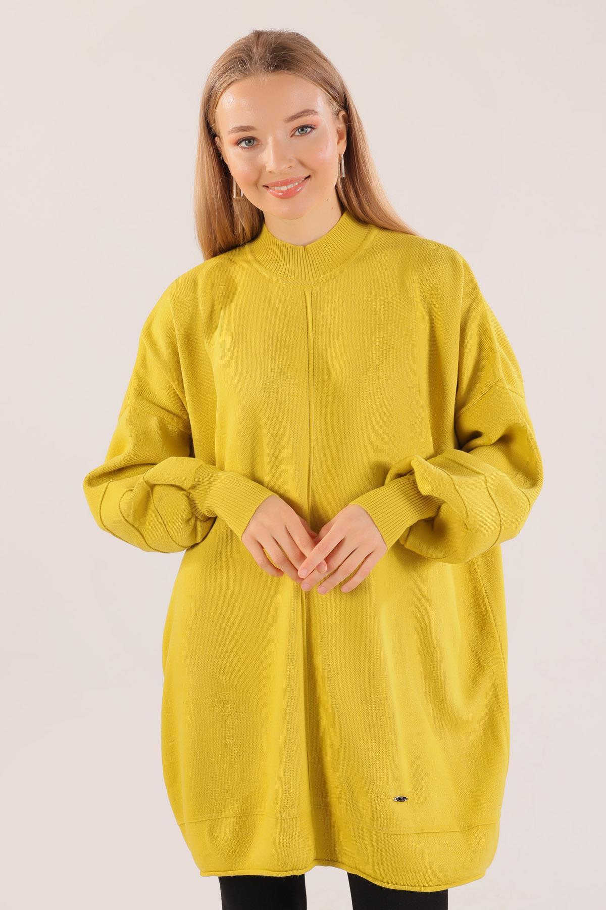 2394 Dikiş Detay Kazak Yağ Yeşili 