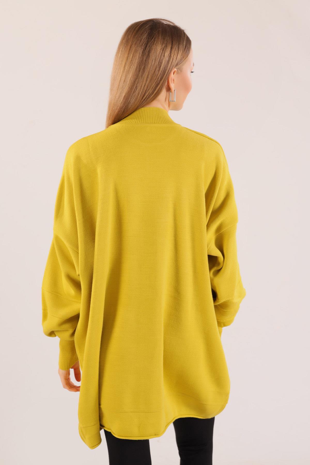 Yağ Yeşili Dikiş Detay Kazak 2394 - 4