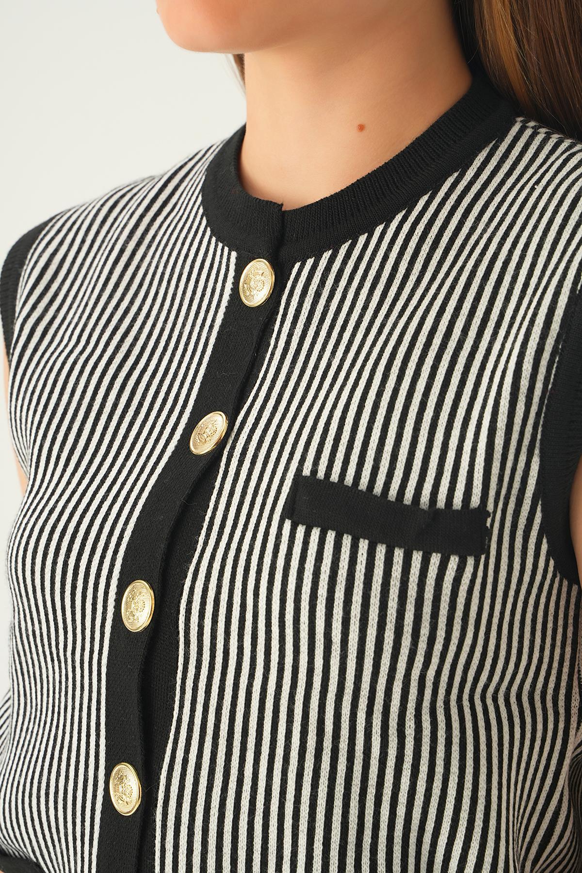 Siyah Cep Detay Yelek 24001 - 6