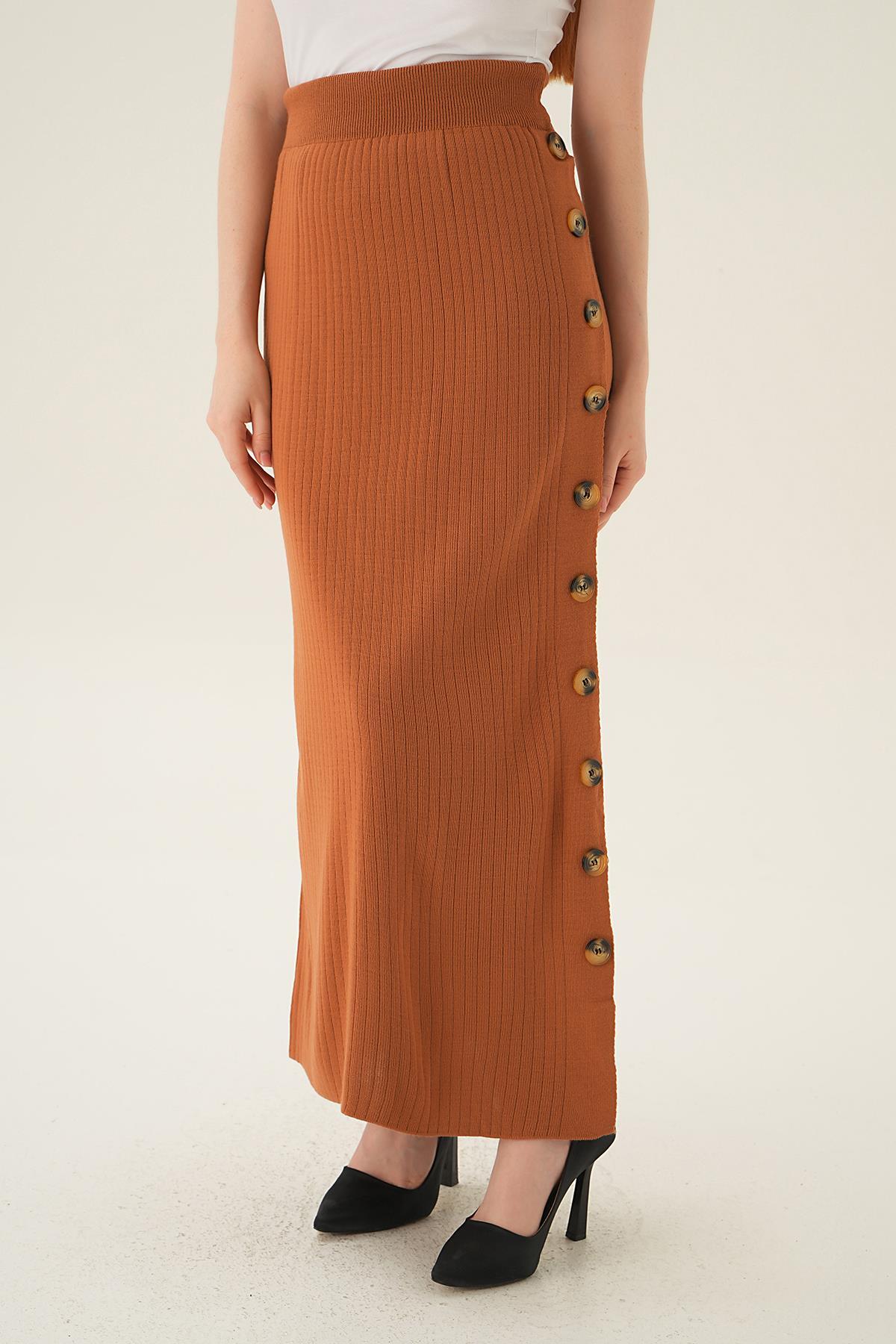 Taba Düğme Detay Etek 2401 - 1