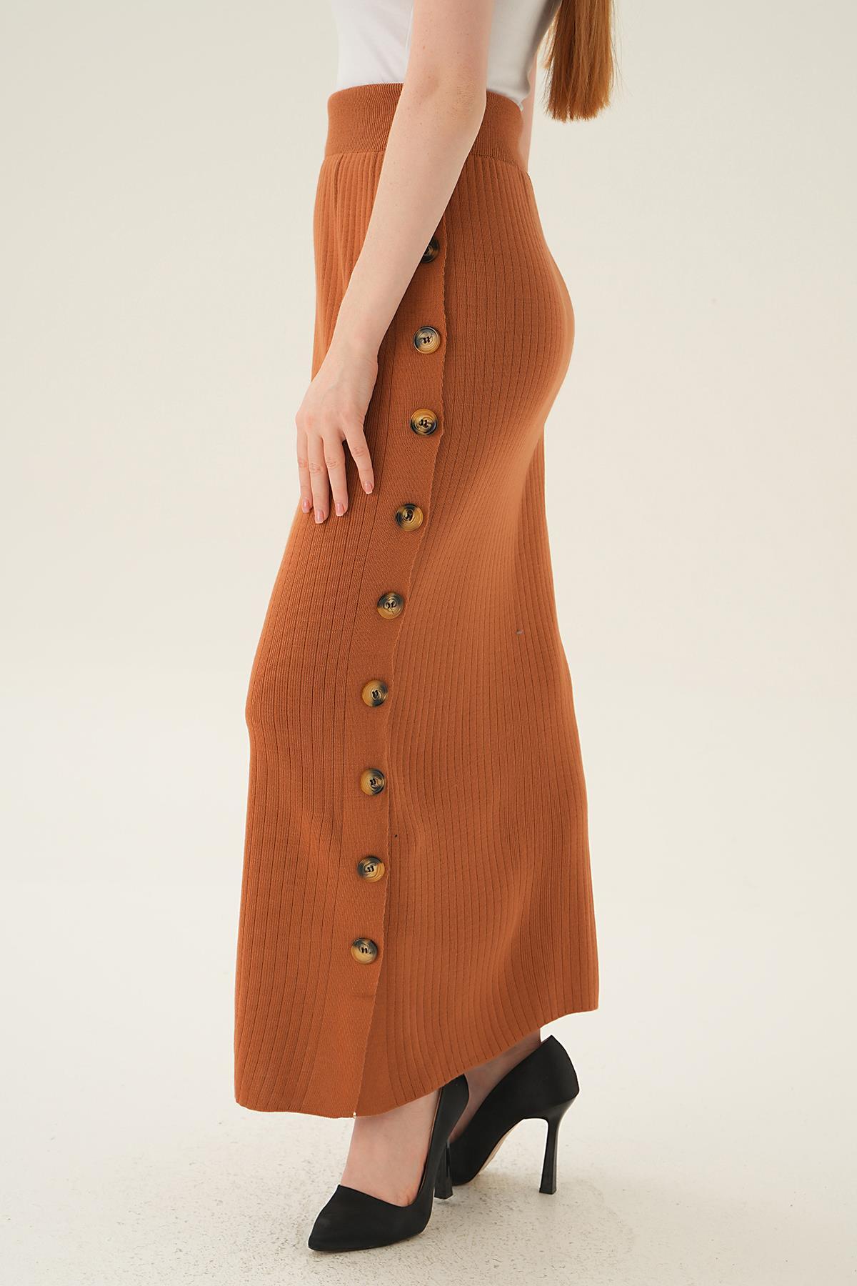 Taba Düğme Detay Etek 2401 - 4