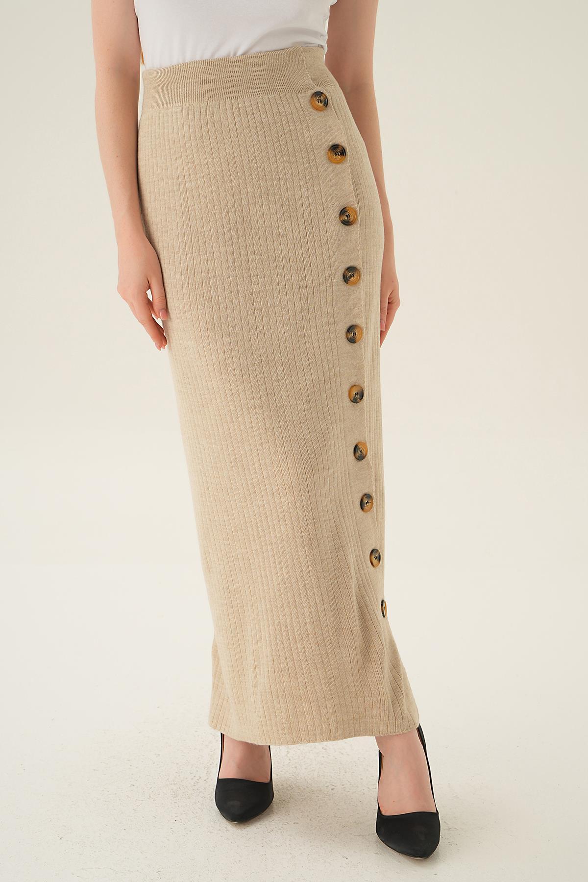 2401 Düğme Detay Etek Taş 