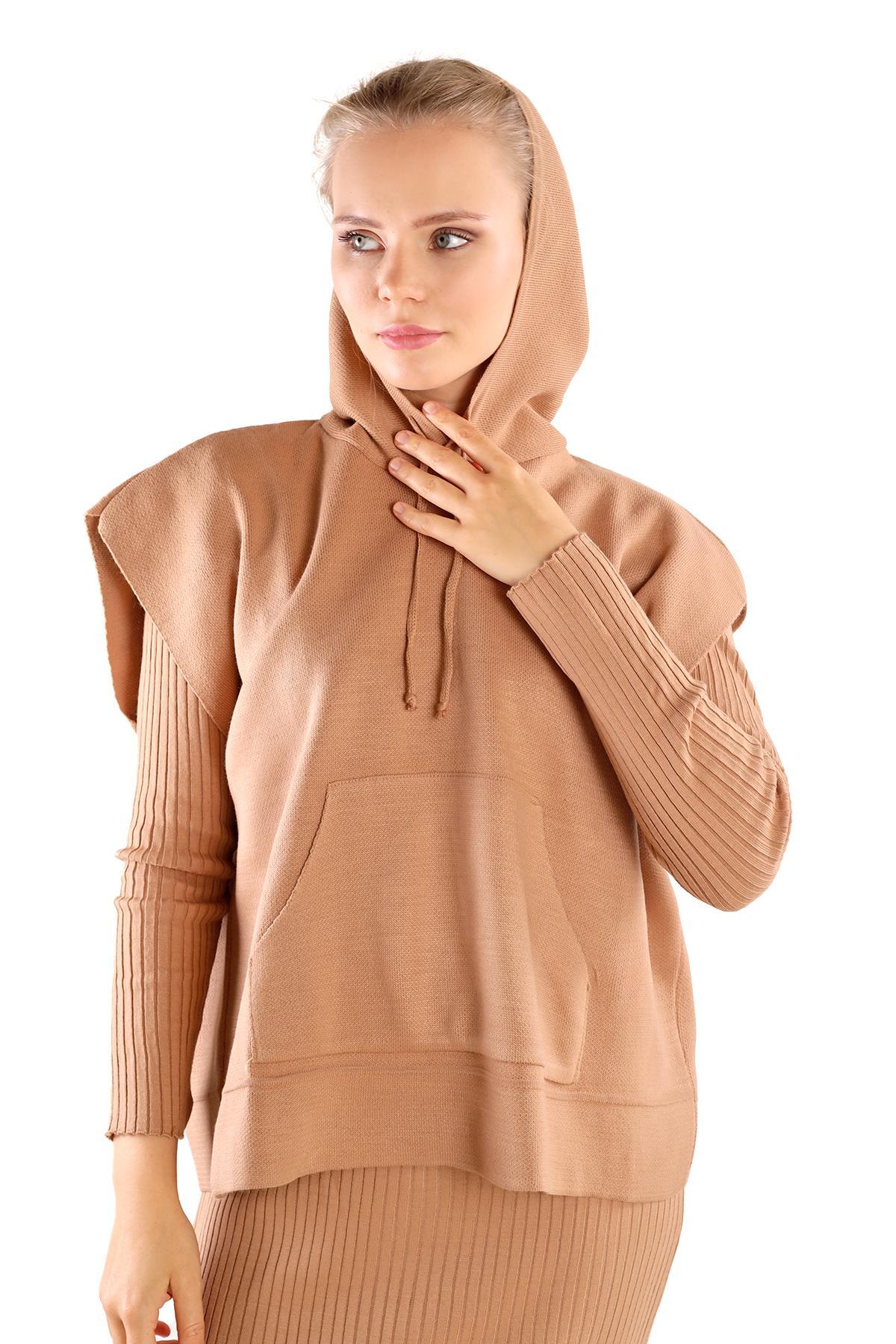 Camel Kapüşonlu Elbise Takım 24114 - 8