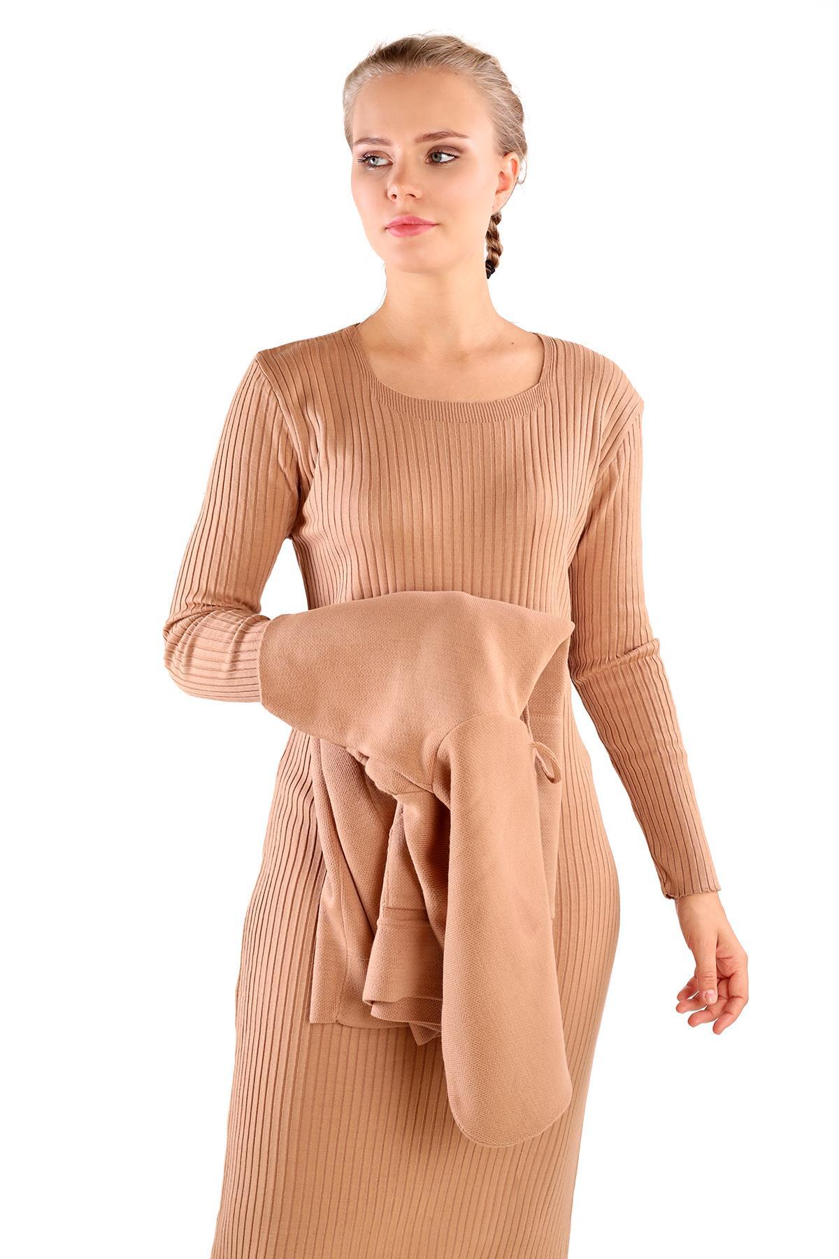 Camel Kapüşonlu Elbise Takım 24114 - 3