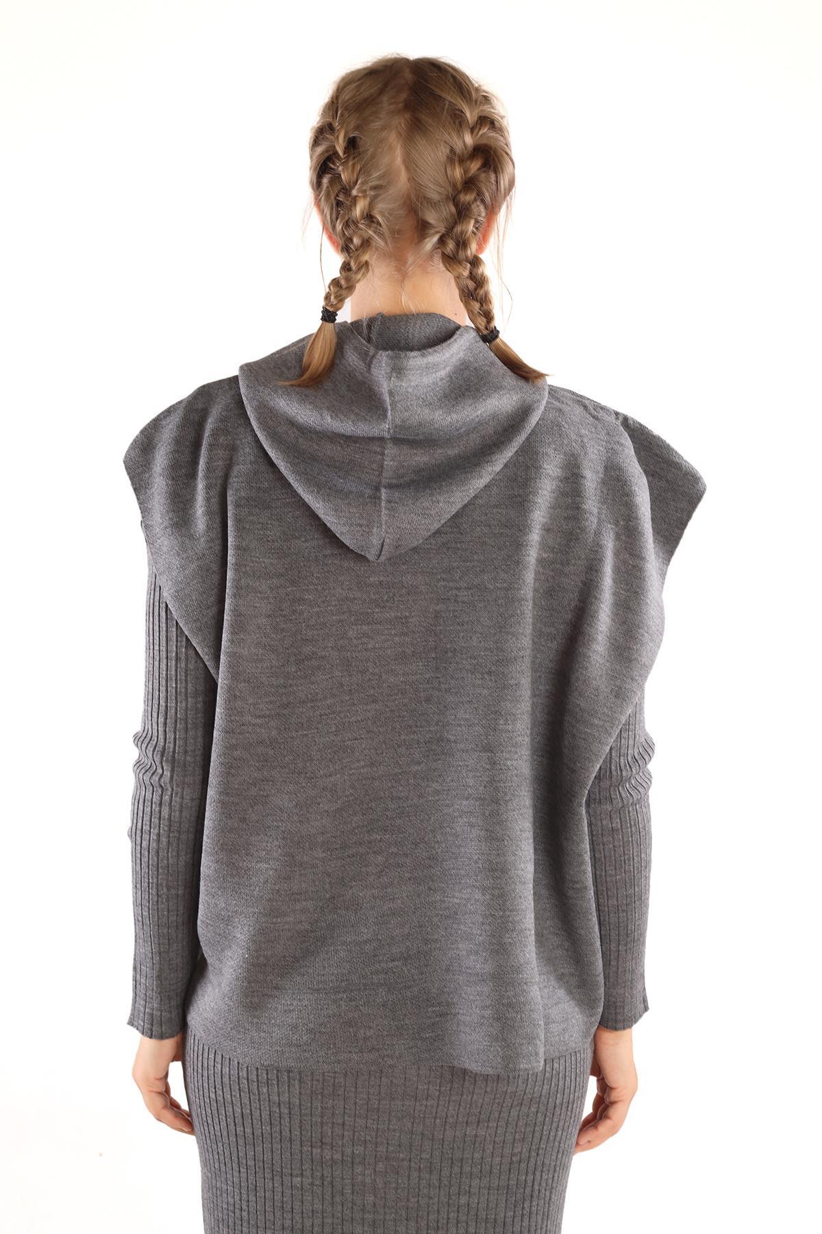 Füme Kapüşonlu Elbise Takım 24114 - 5