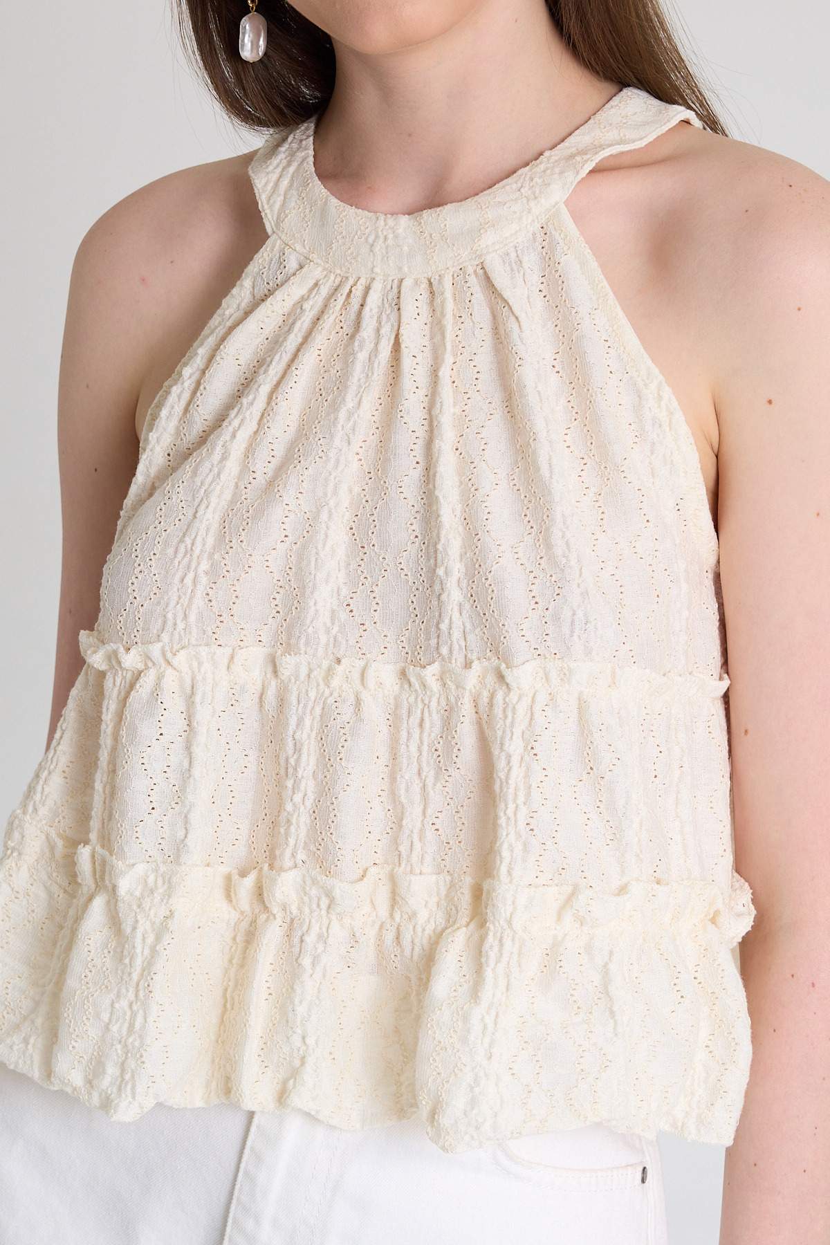 Bej Keten Görünümlü Kat Kat Bluz 241189 - 4