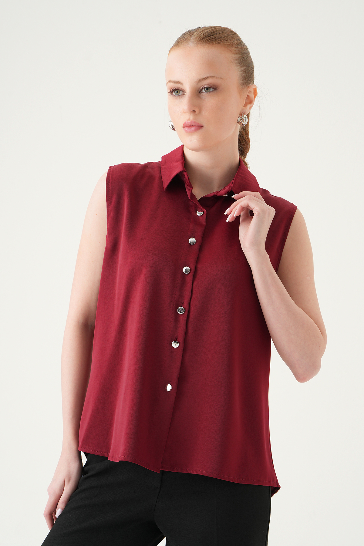 Bordo Sıfır Kol Gömlek 241190 - RAYS