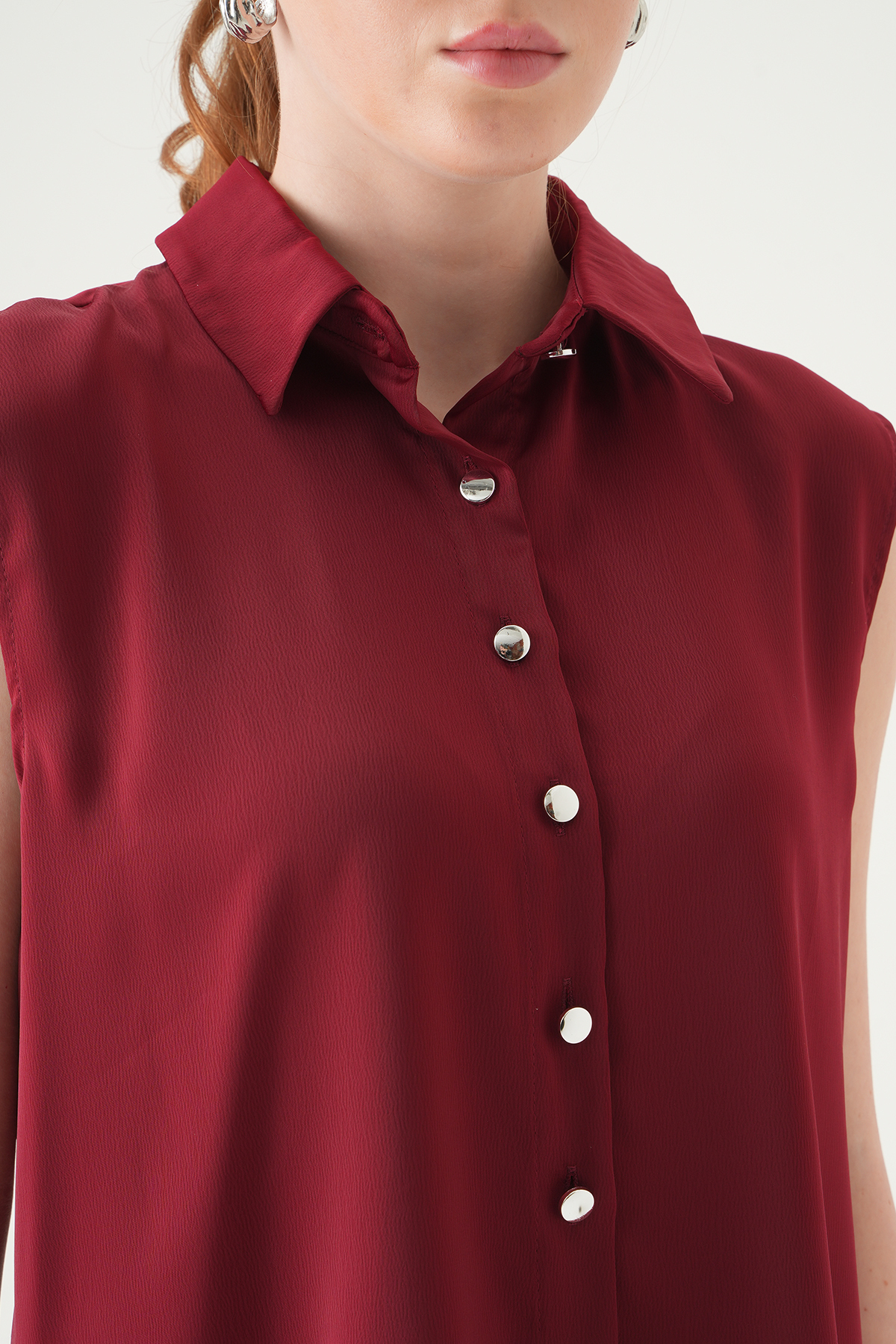 Bordo Sıfır Kol Gömlek 241190 - 4