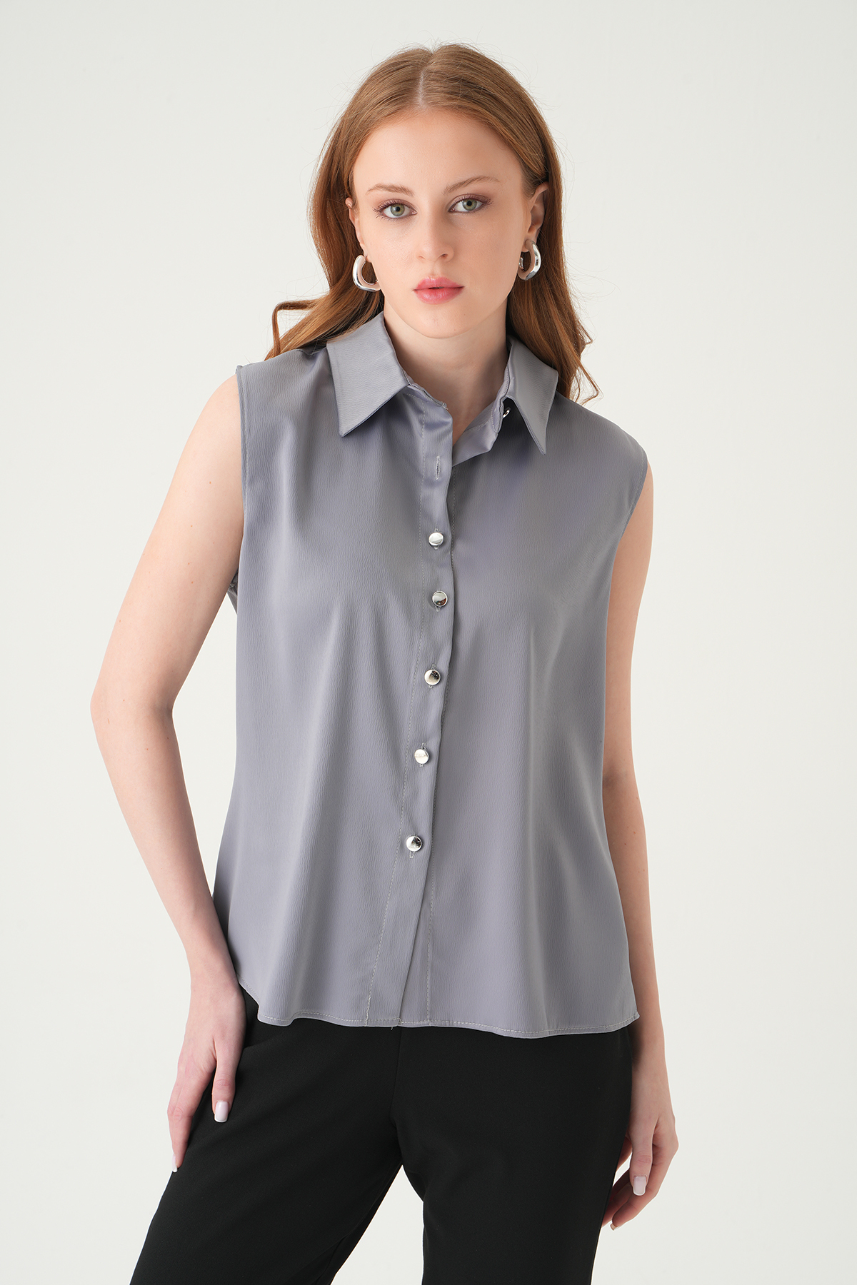 Gri Sıfır Kol Gömlek 241190 - 6