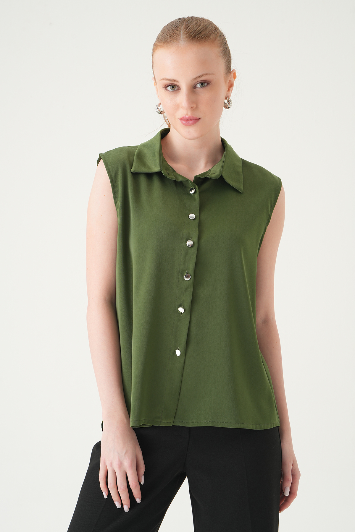 Haki Sıfır Kol Gömlek 241190 - RAYS