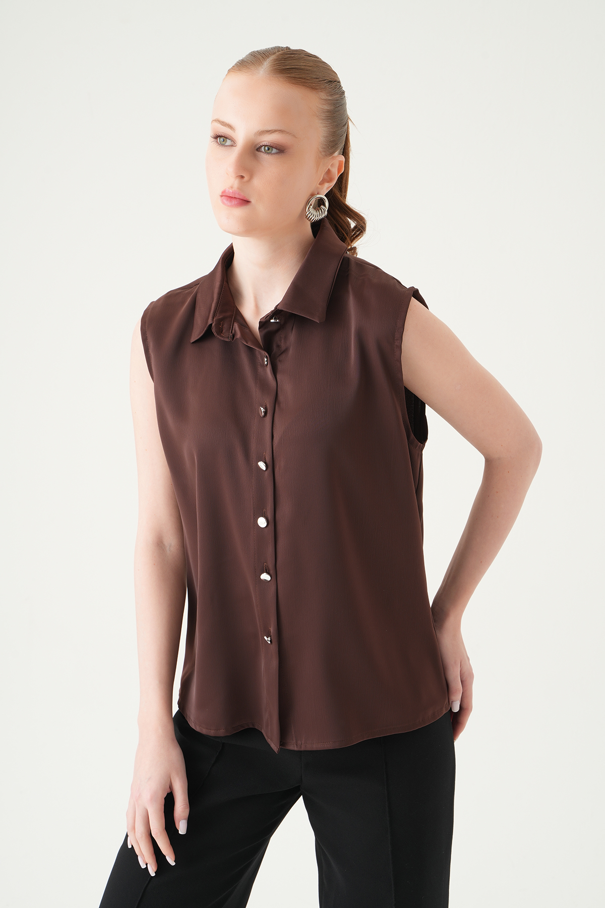 Kahve Sıfır Kol Gömlek 241190 - 2