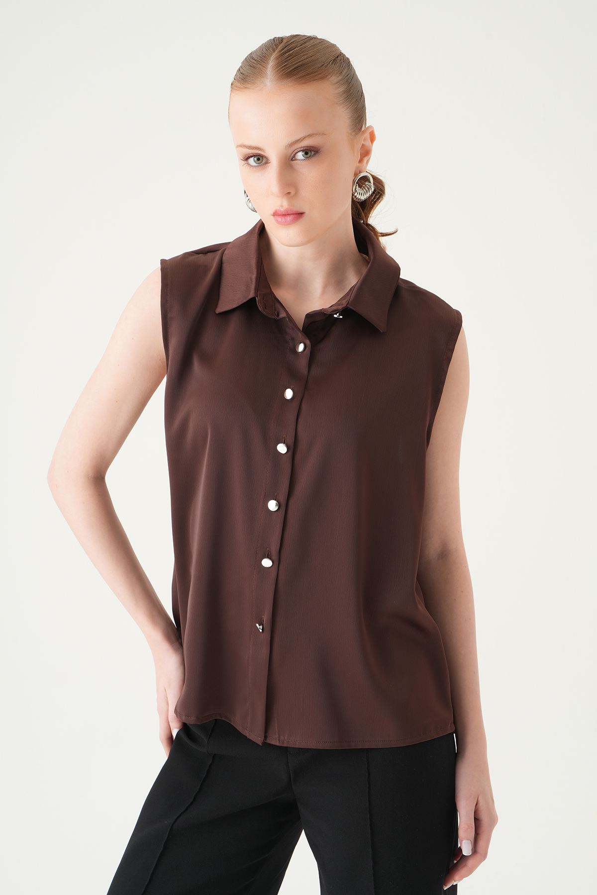 Kahve Sıfır Kol Gömlek 241190 - RAYS