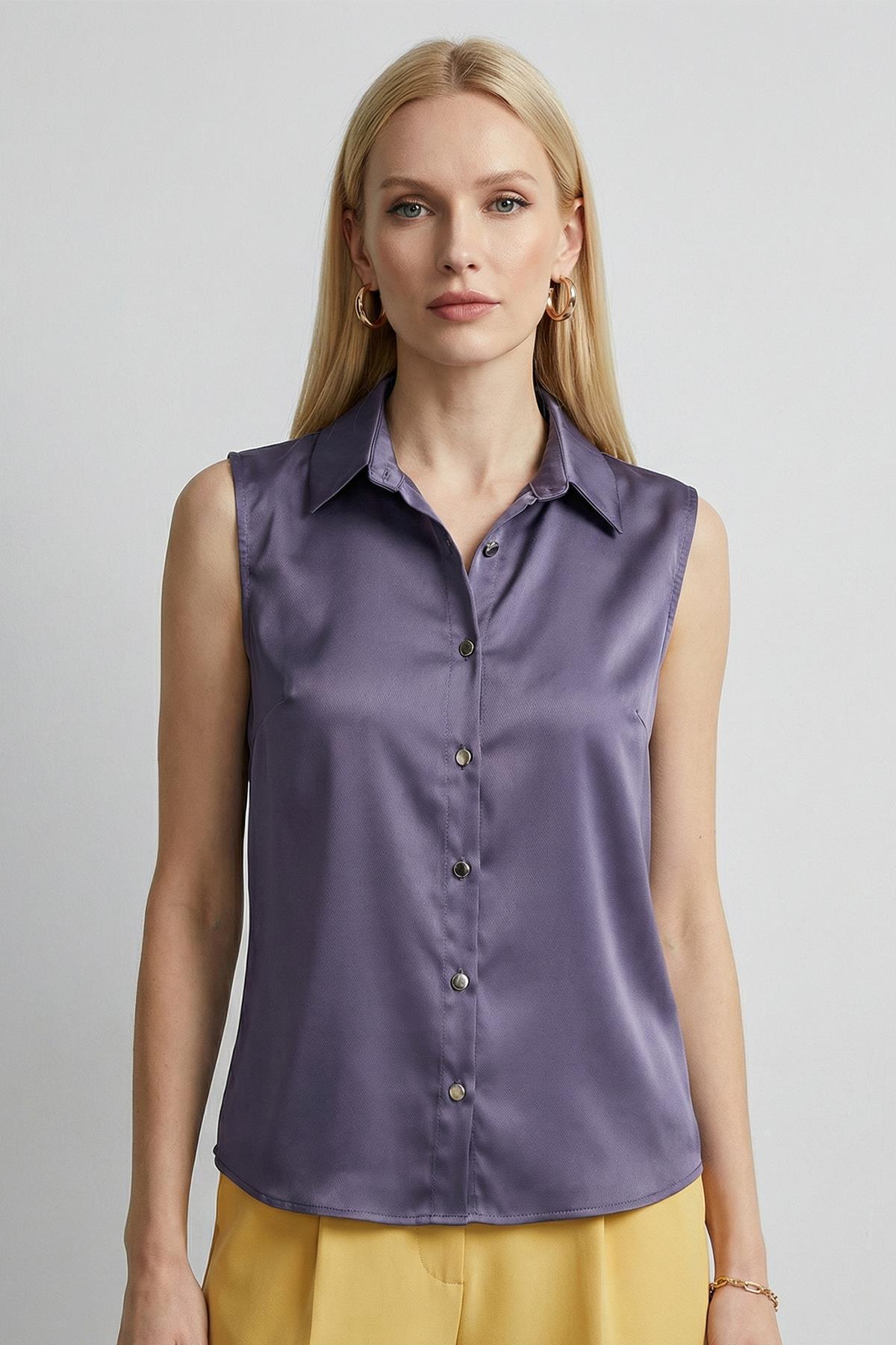 241190 Sıfır Kol Gömlek Koyu Gri - 1