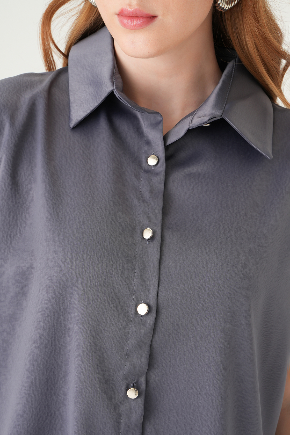 Koyu Gri Sıfır Kol Gömlek 241190 - RAYS