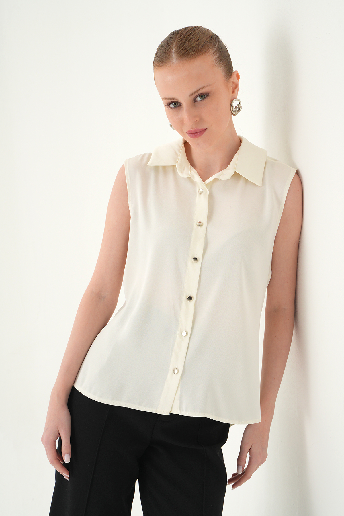 Krem Sıfır Kol Gömlek 241190 