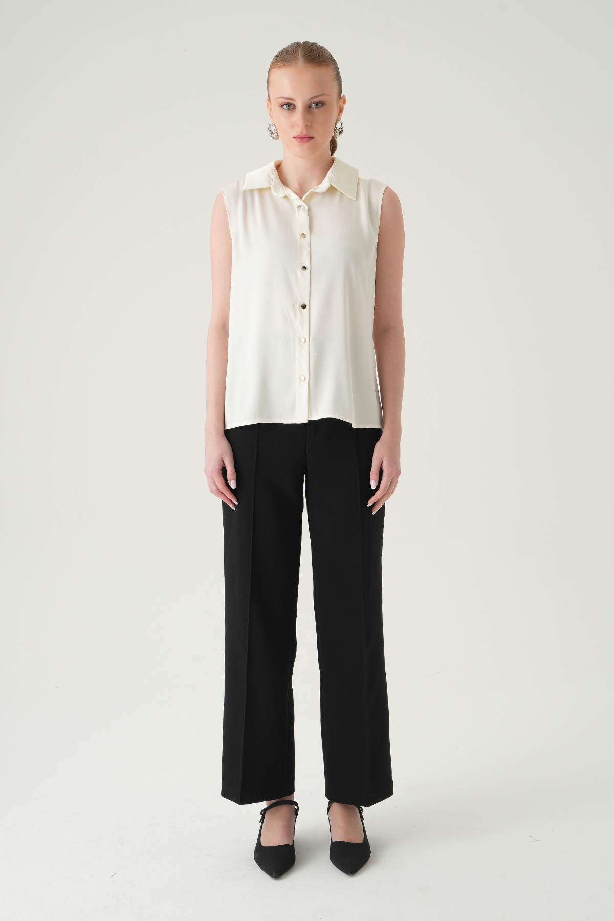 Krem Sıfır Kol Gömlek 241190 - RAYS