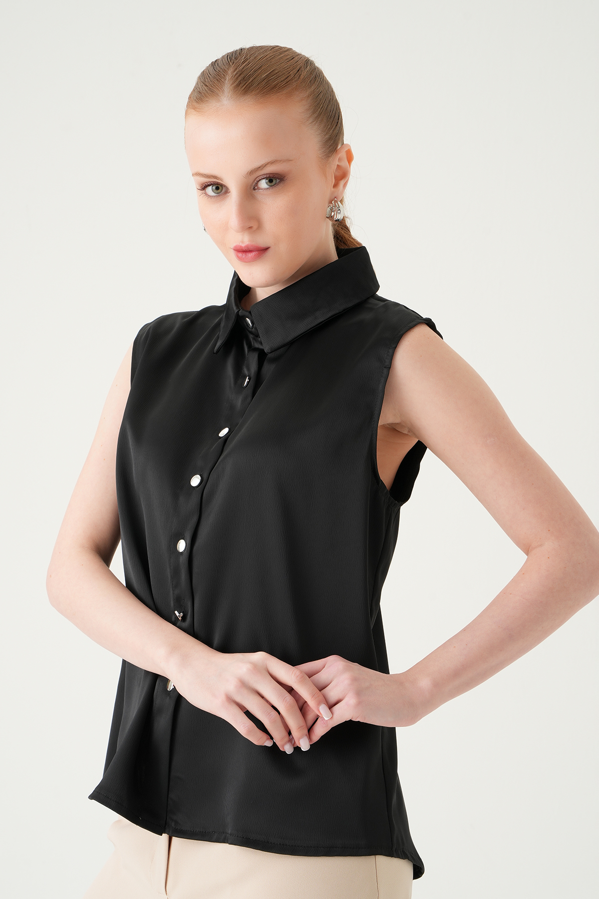 Siyah Sıfır Kol Gömlek 241190 - 2