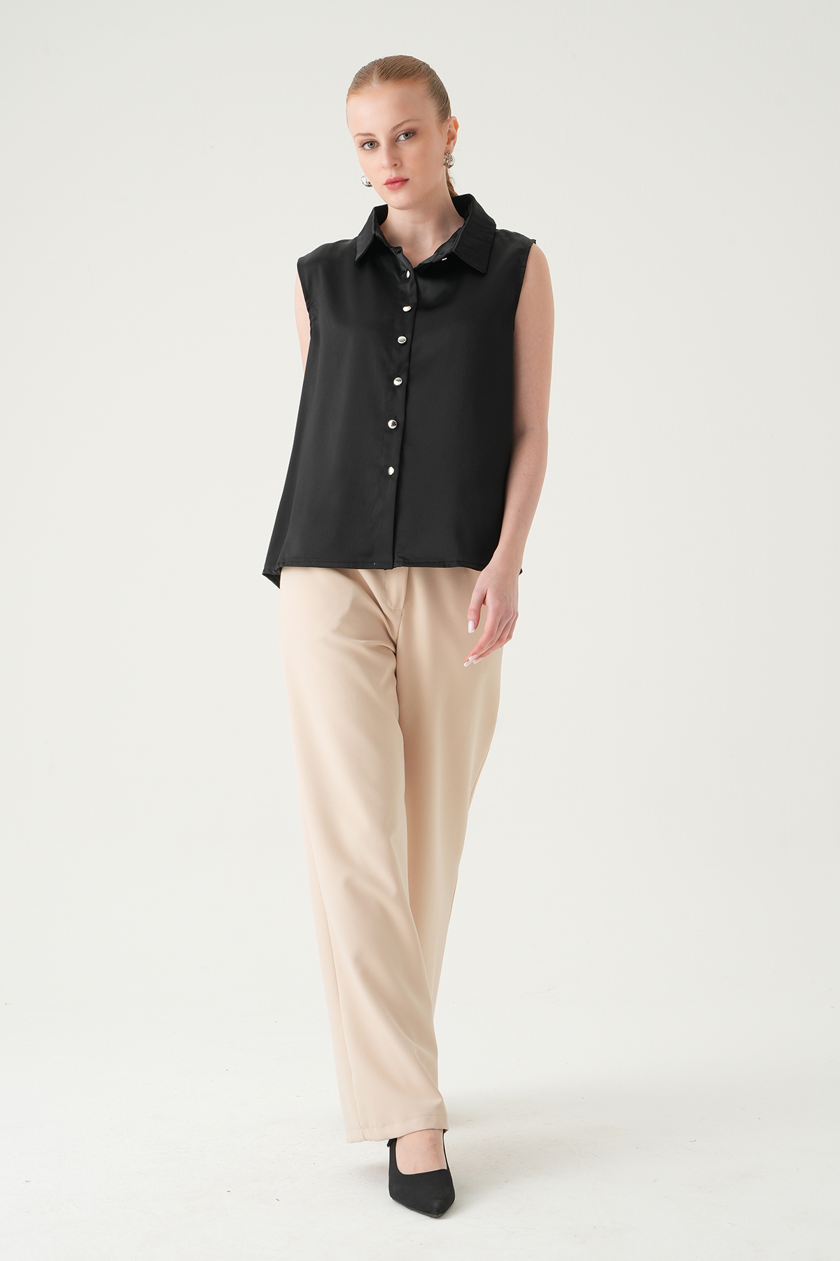 Siyah Sıfır Kol Gömlek 241190 - 3