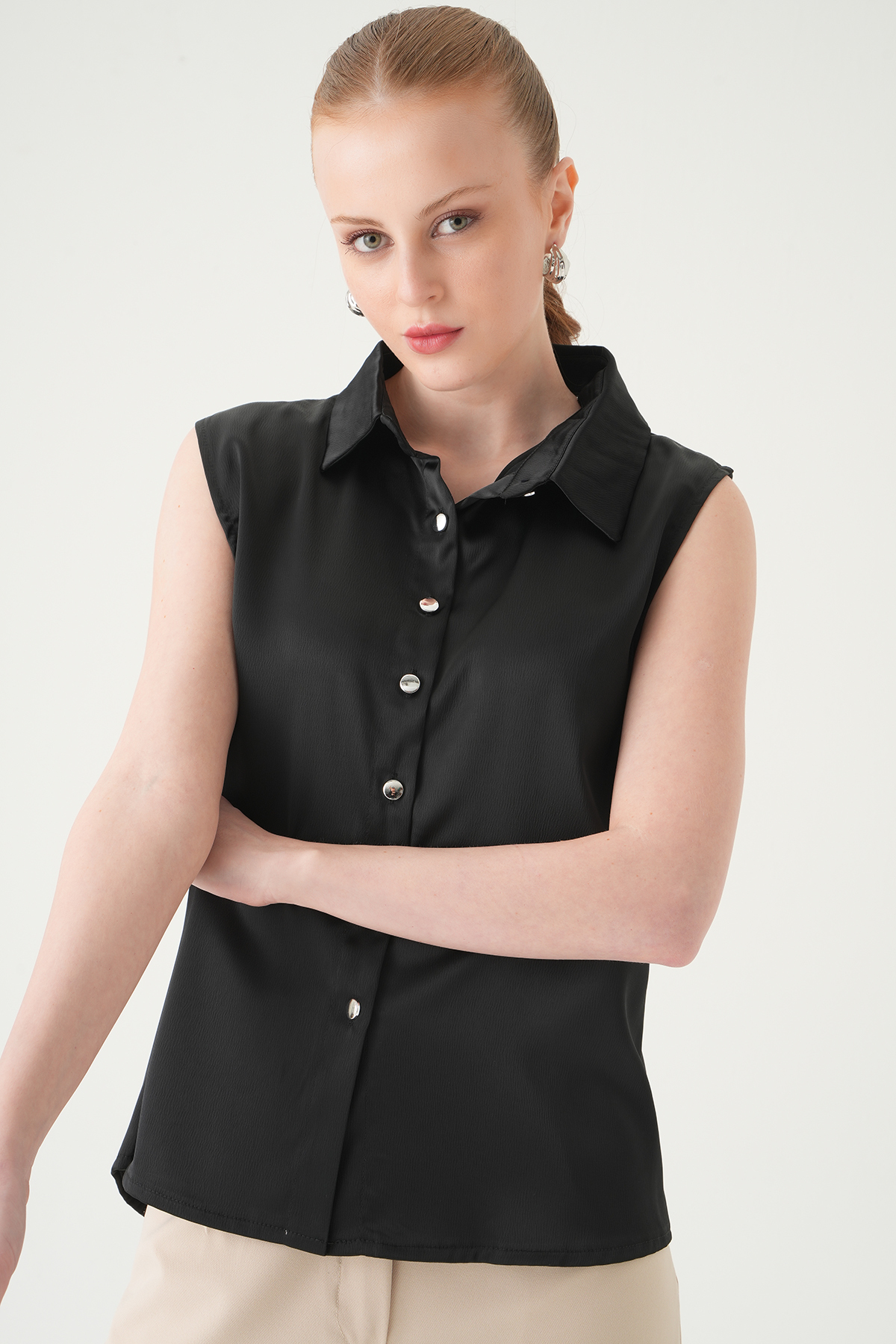 Siyah Sıfır Kol Gömlek 241190 - 6