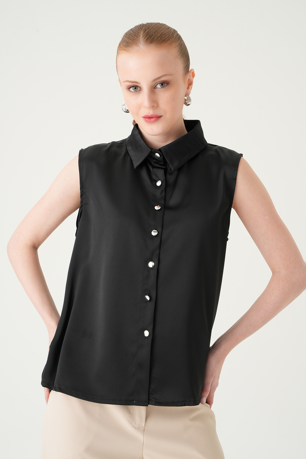 Siyah Sıfır Kol Gömlek 241190 - 7