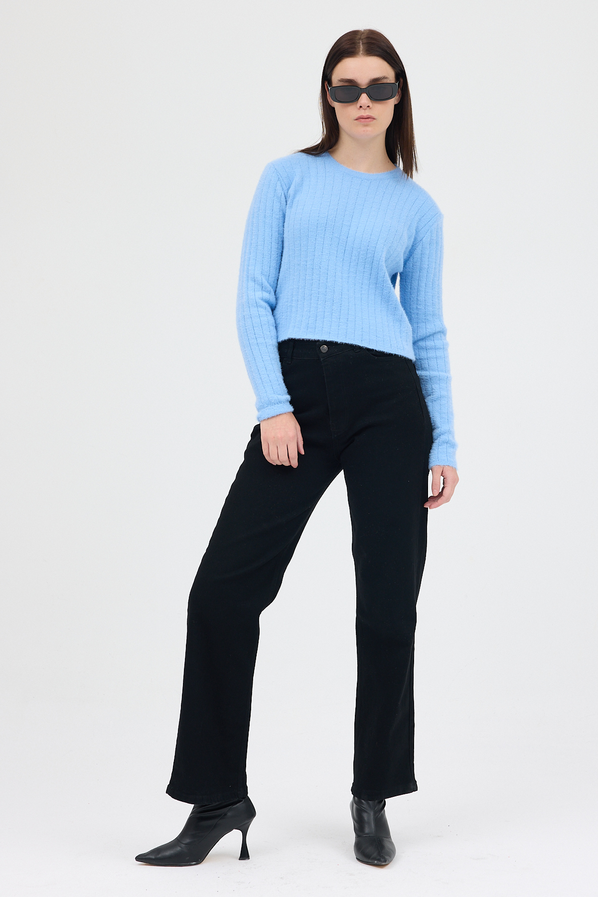 Bebe Mavi Bisiklet Yaka Uzun Kol Kadın Kazak 2412 - 3