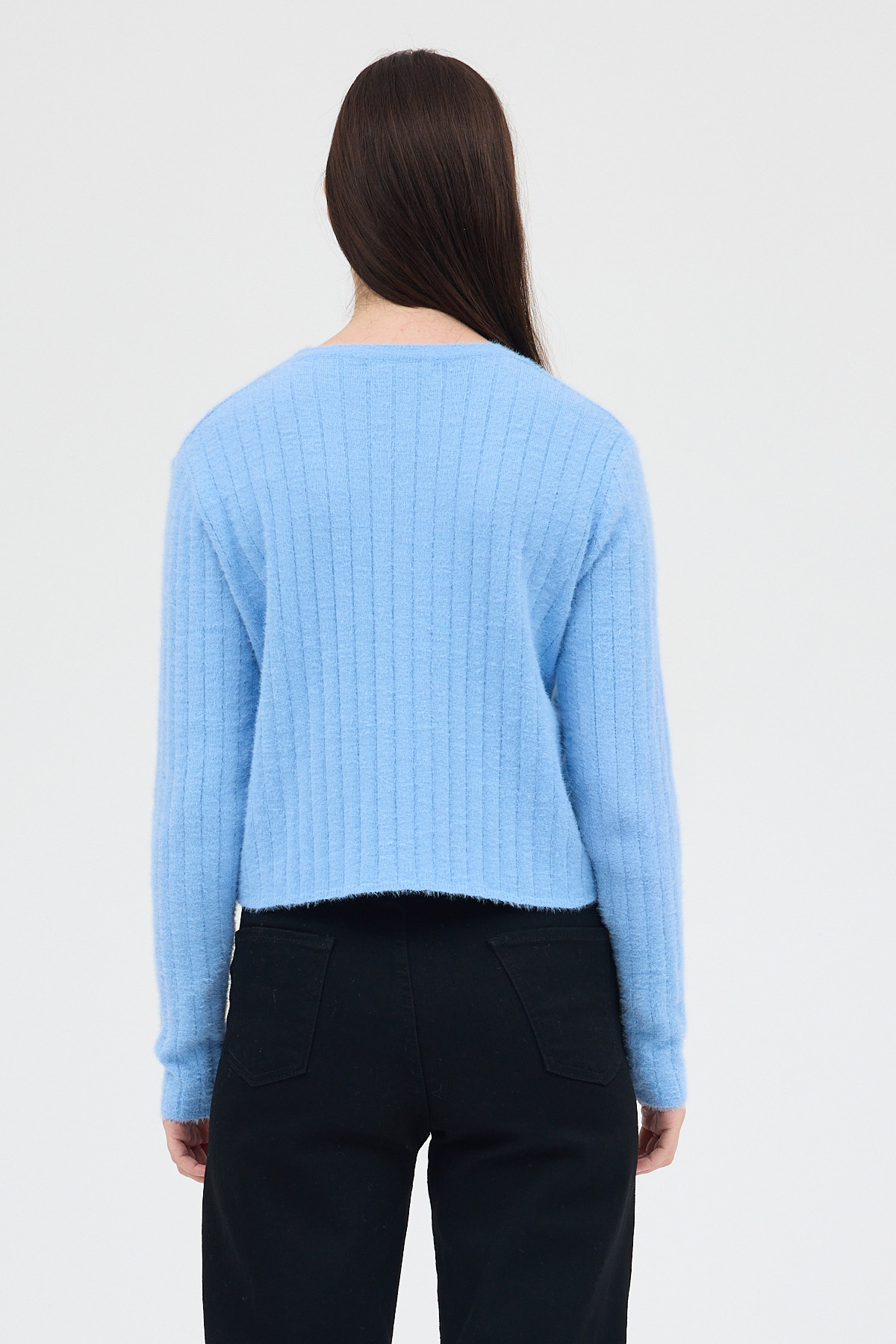 Bebe Mavi Bisiklet Yaka Uzun Kol Kadın Kazak 2412 - 5