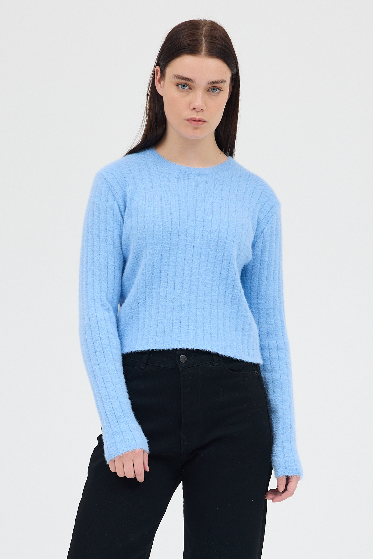 Bebe Mavi Bisiklet Yaka Uzun Kol Kadın Kazak 2412 - 6