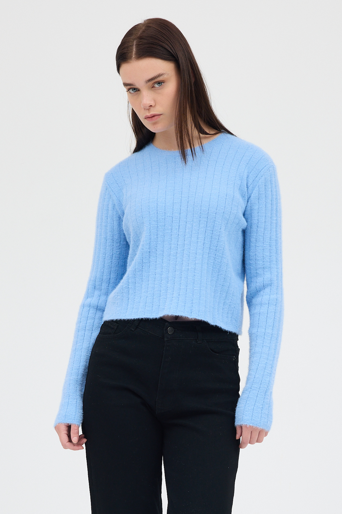 Bebe Mavi Bisiklet Yaka Uzun Kol Kadın Kazak 2412 - 7