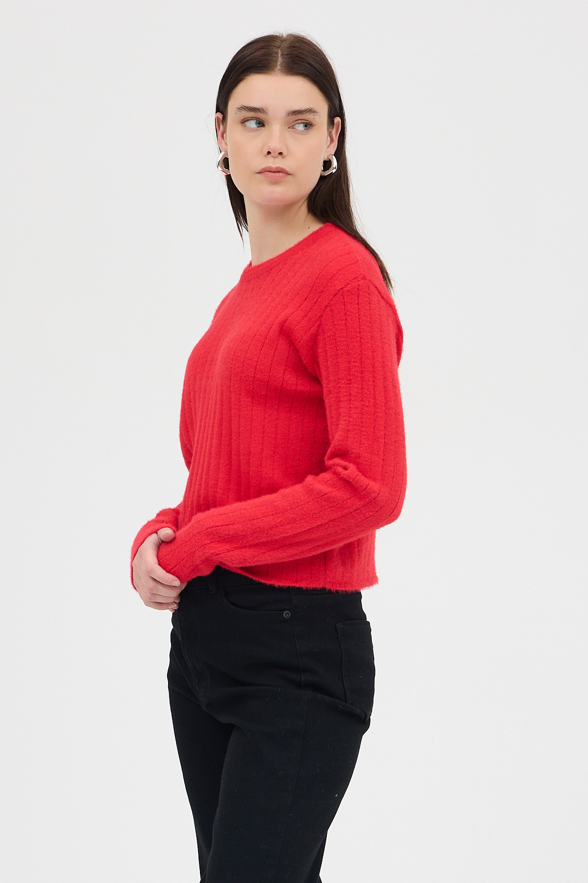 Kırmızı Bisiklet Yaka Uzun Kol Kadın Kazak 2412 - RAYS