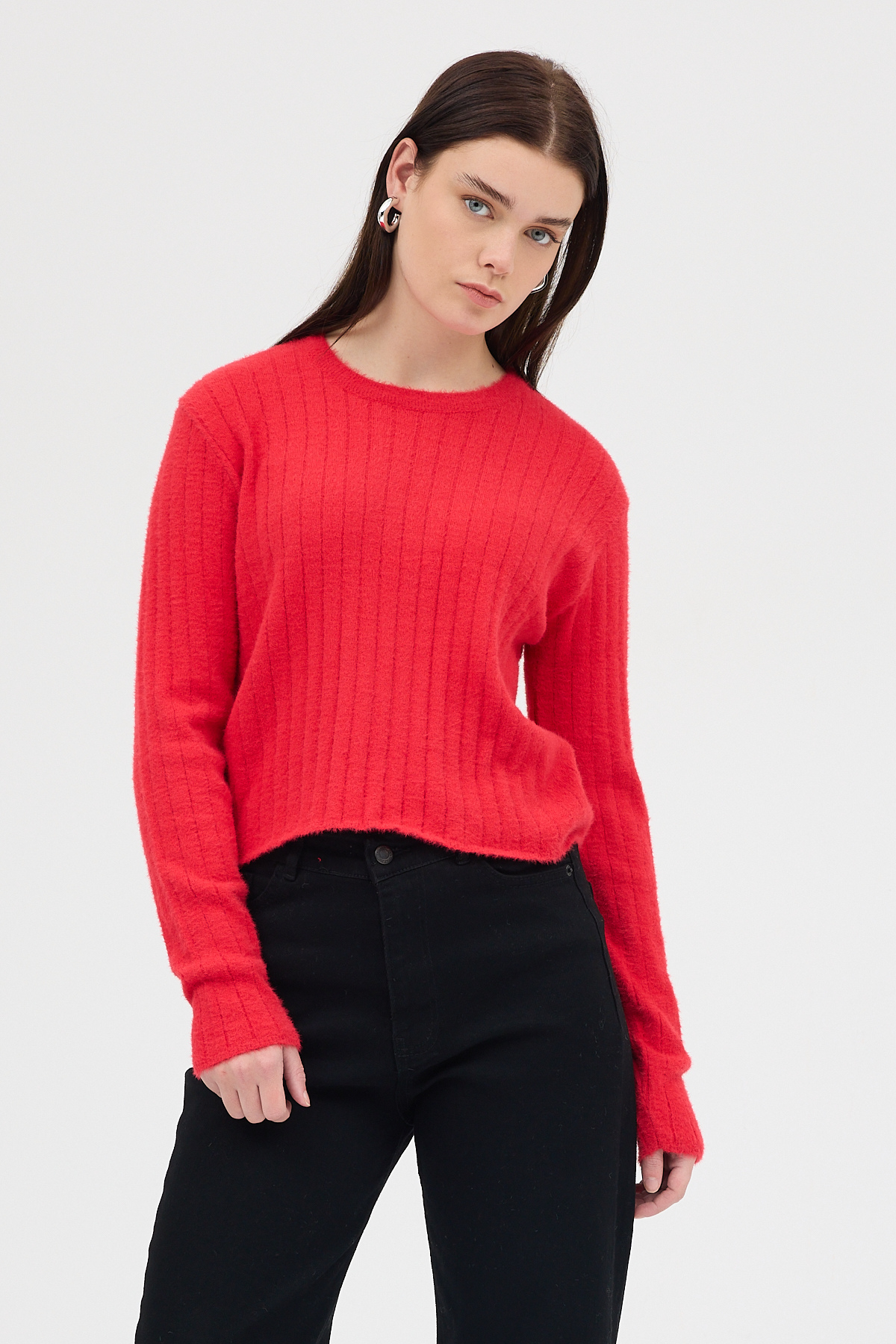 Kırmızı Bisiklet Yaka Uzun Kol Kadın Kazak 2412 - 6