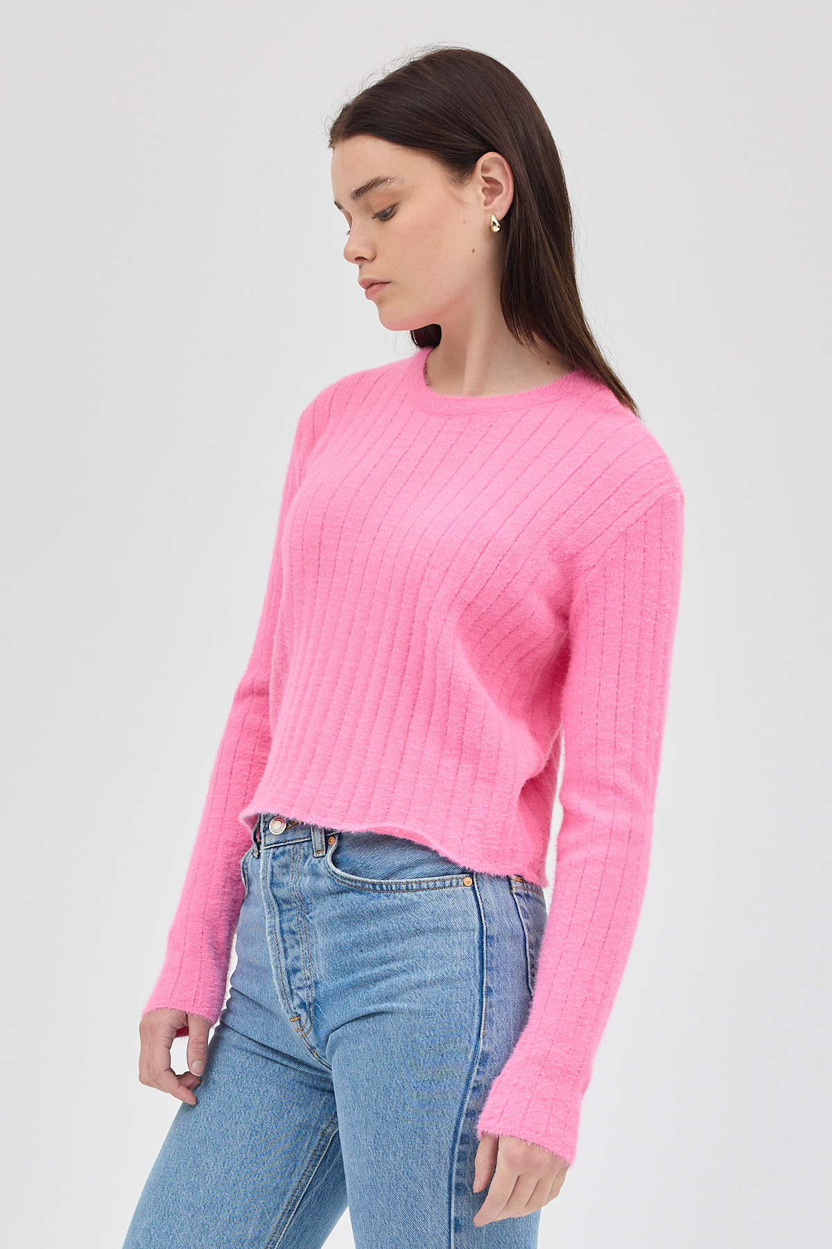 Pembe Bisiklet Yaka Uzun Kol Kadın Kazak 2412 - 2