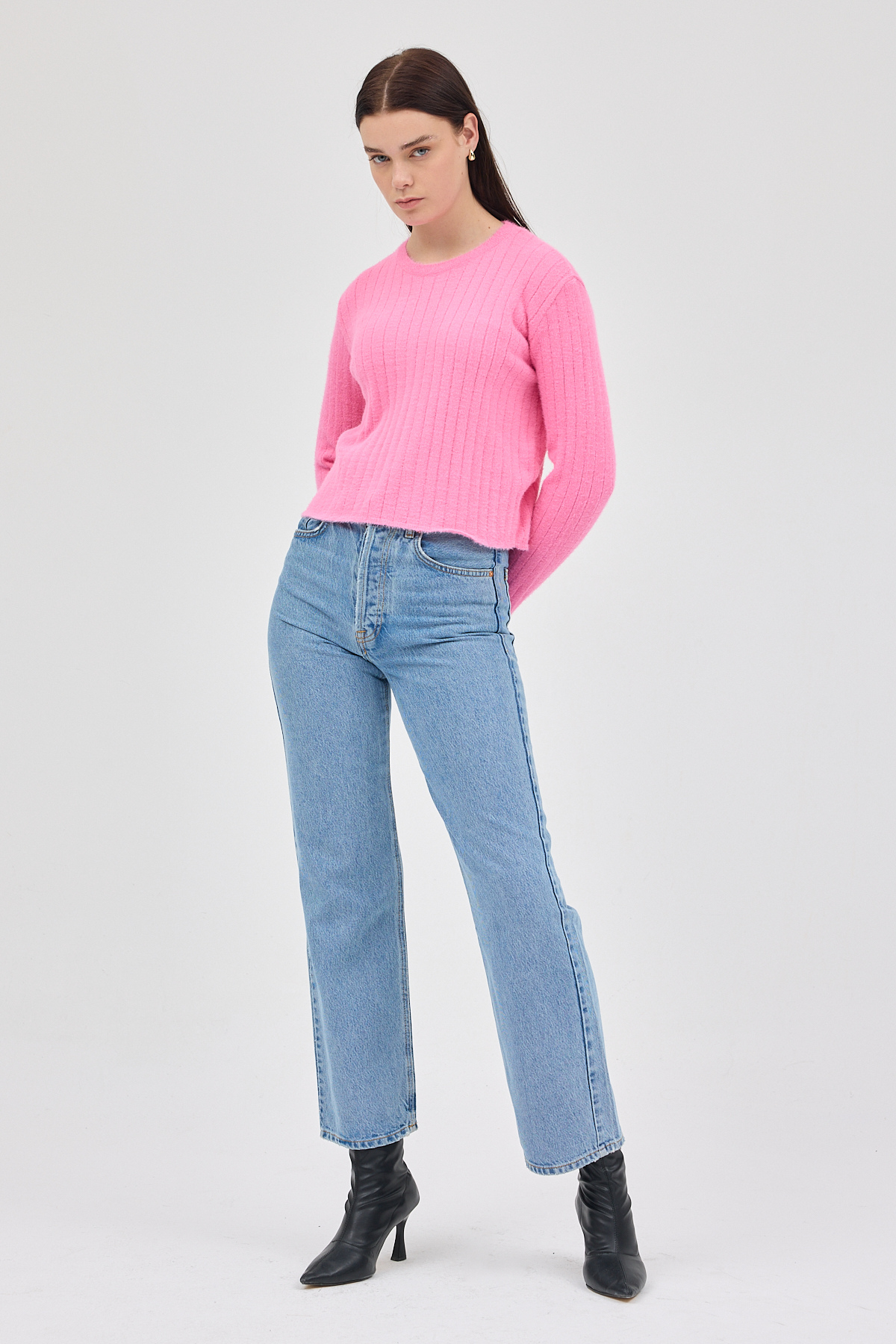 Pembe Bisiklet Yaka Uzun Kol Kadın Kazak 2412 - RAYS