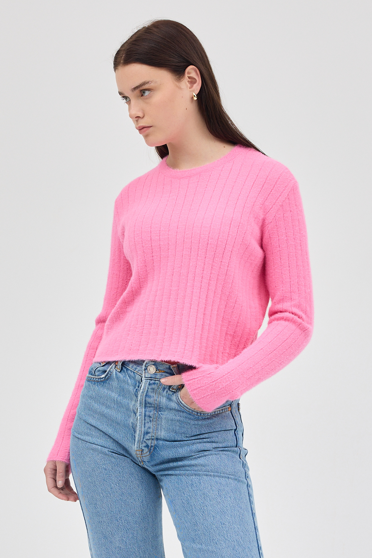 Pembe Bisiklet Yaka Uzun Kol Kadın Kazak 2412 - 7