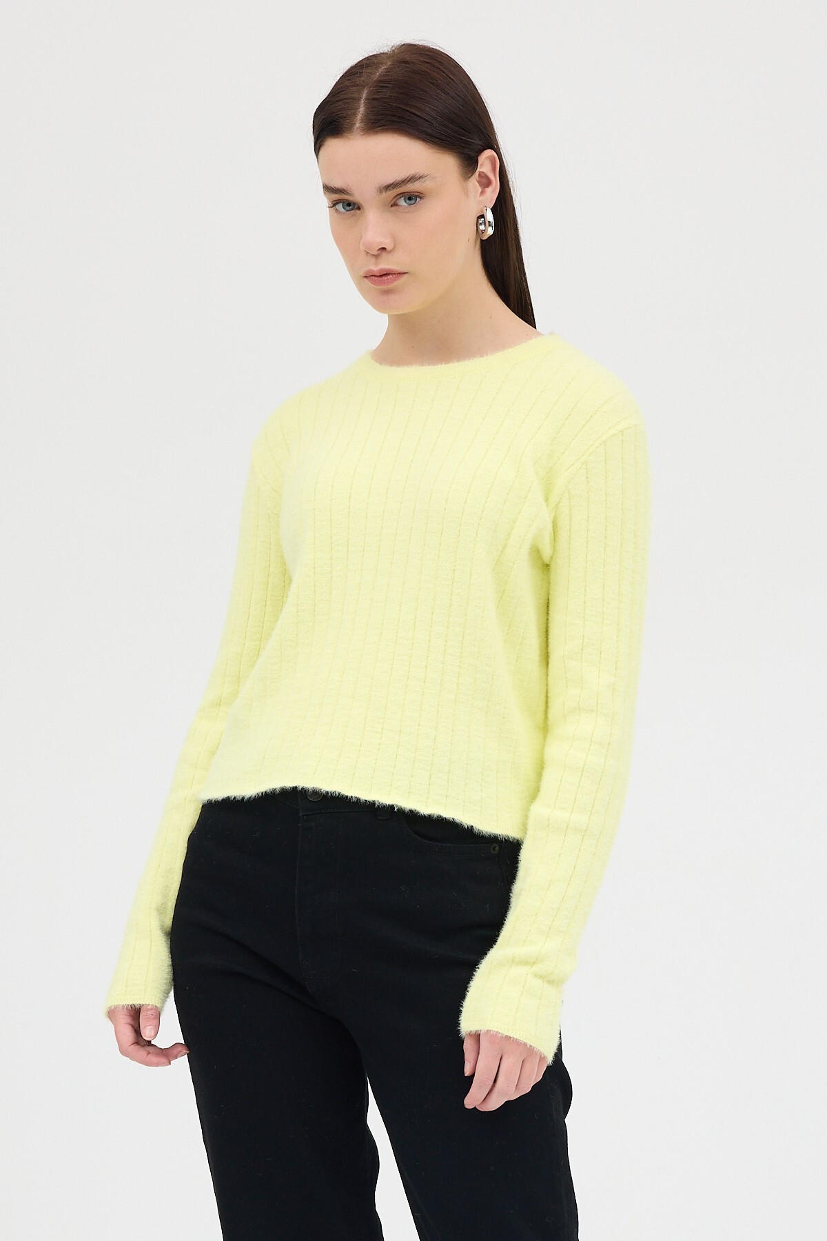 Sarı Bisiklet Yaka Uzun Kol Kadın Kazak 2412 - RAYS (1)