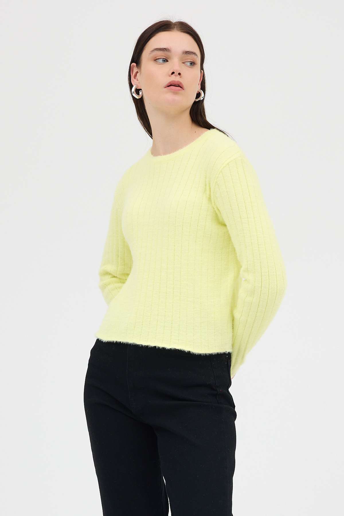 Sarı Bisiklet Yaka Uzun Kol Kadın Kazak 2412 - 6