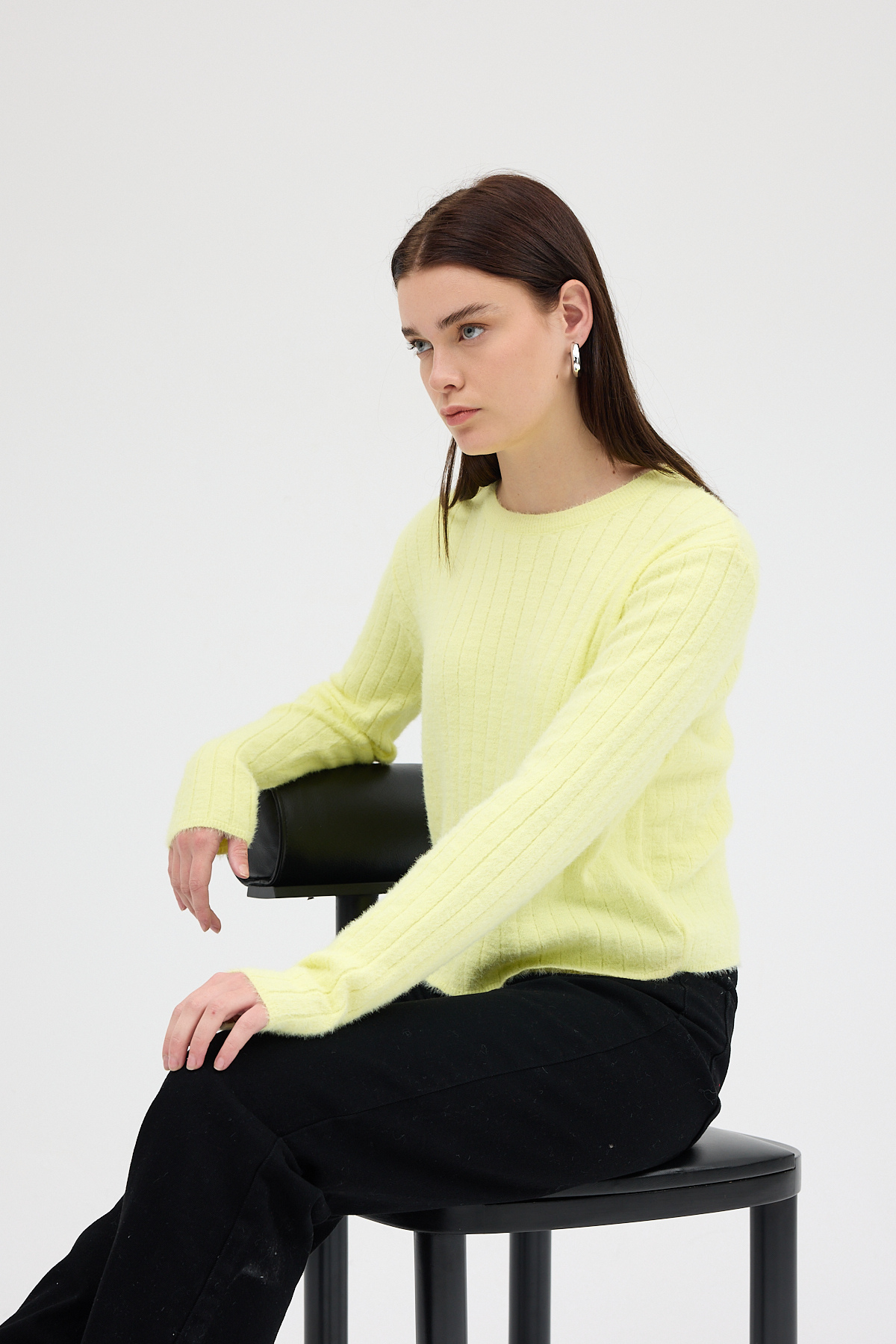 Sarı Bisiklet Yaka Uzun Kol Kadın Kazak 2412 - 1