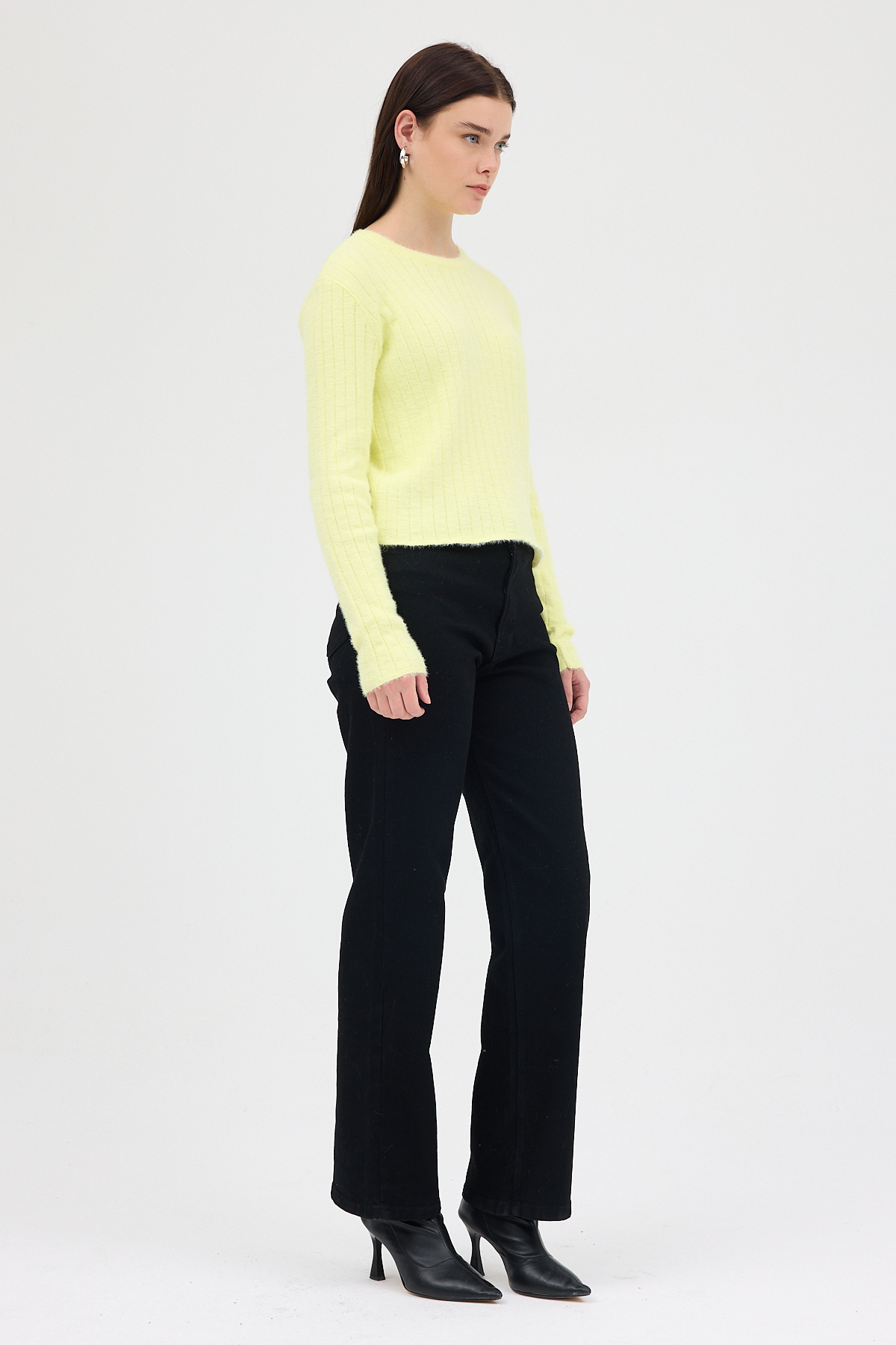 Sarı Bisiklet Yaka Uzun Kol Kadın Kazak 2412 - 3