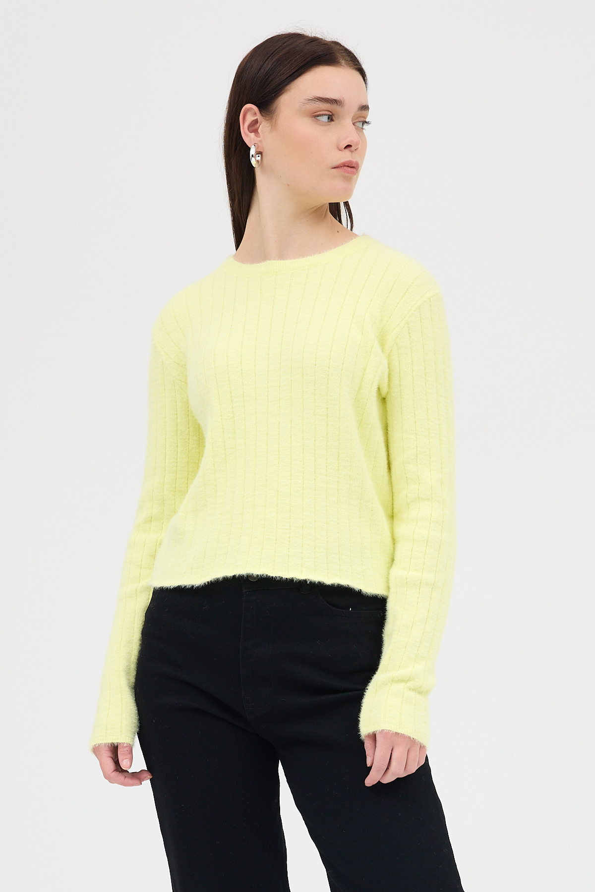 Sarı Bisiklet Yaka Uzun Kol Kadın Kazak 2412 - 7