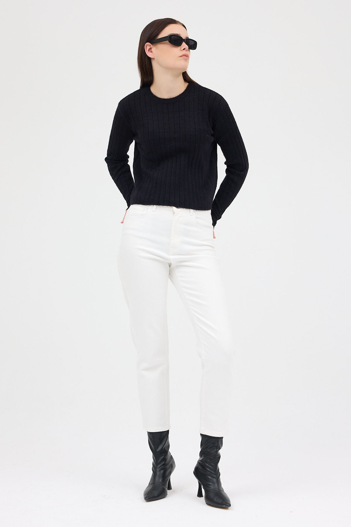 Siyah Bisiklet Yaka Uzun Kol Kadın Kazak 2412 - RAYS