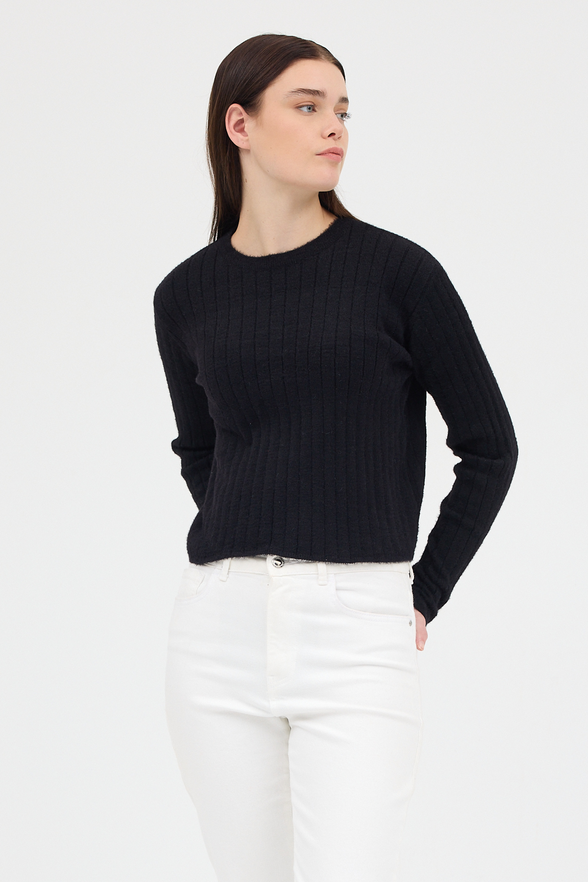 Siyah Bisiklet Yaka Uzun Kol Kadın Kazak 2412 - 7